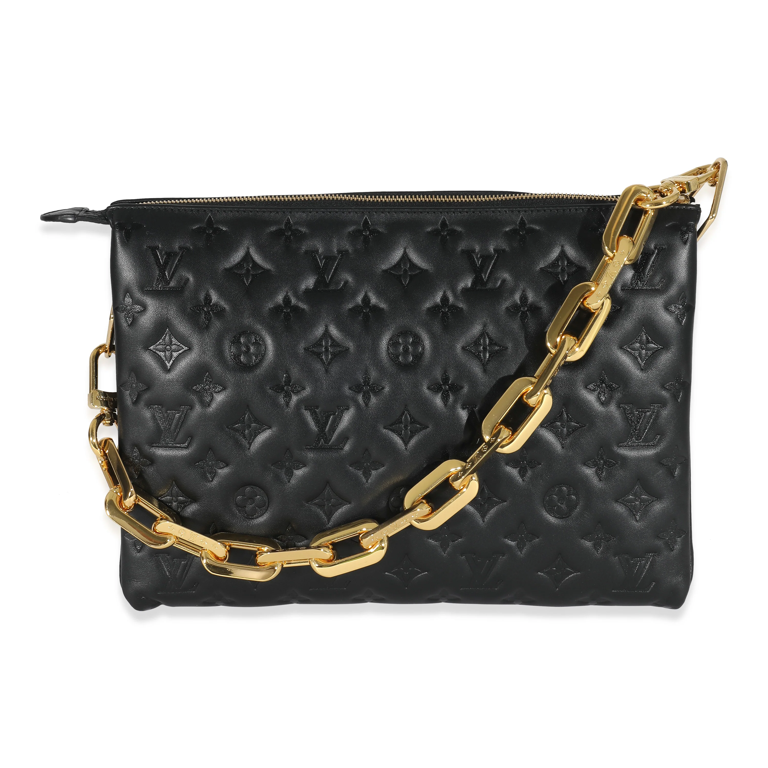 Black Monogram Puffy Lambskin Coussin MM