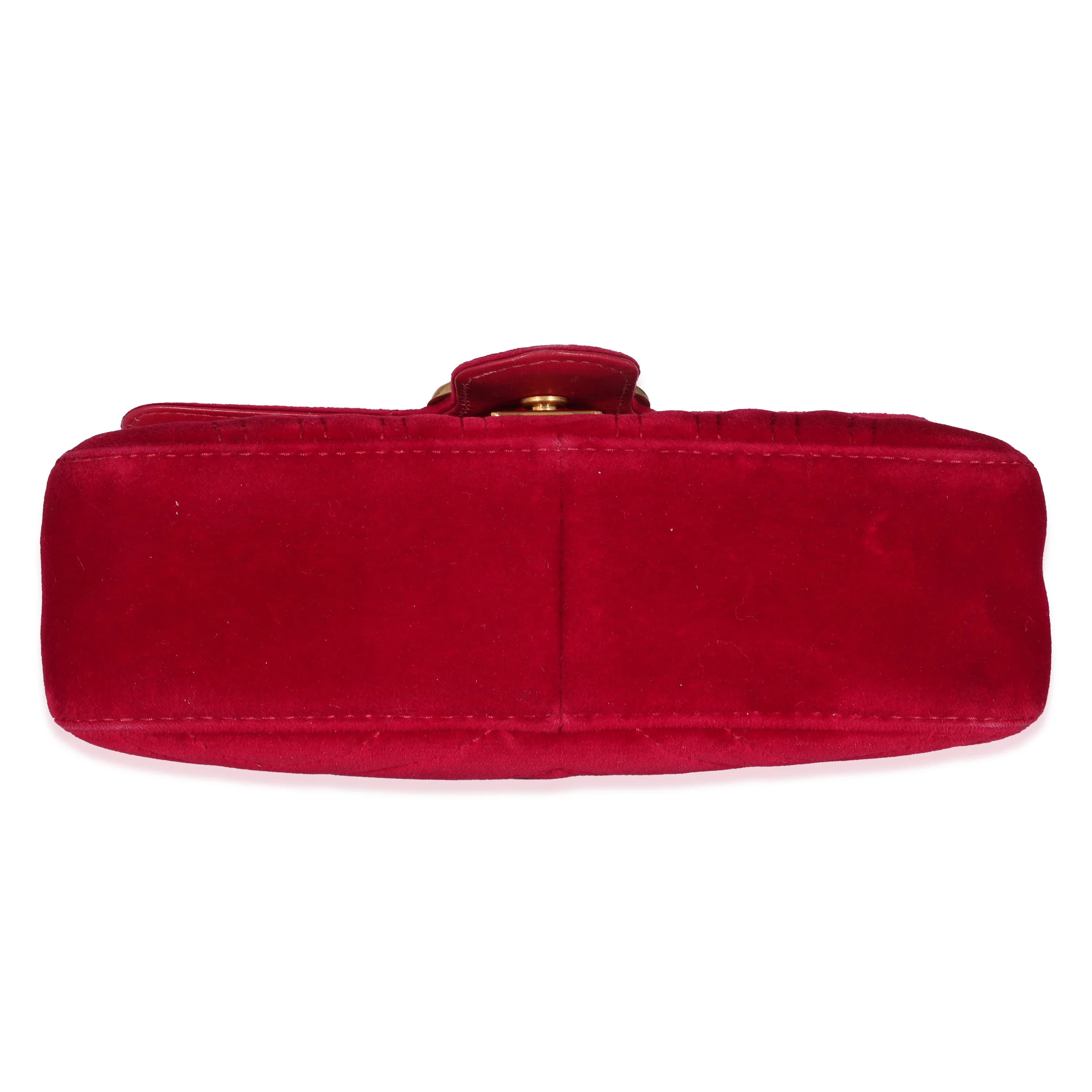 Gucci Red Velvet Matelassé Mini Marmont Shoulder Bag Mini - Image 4