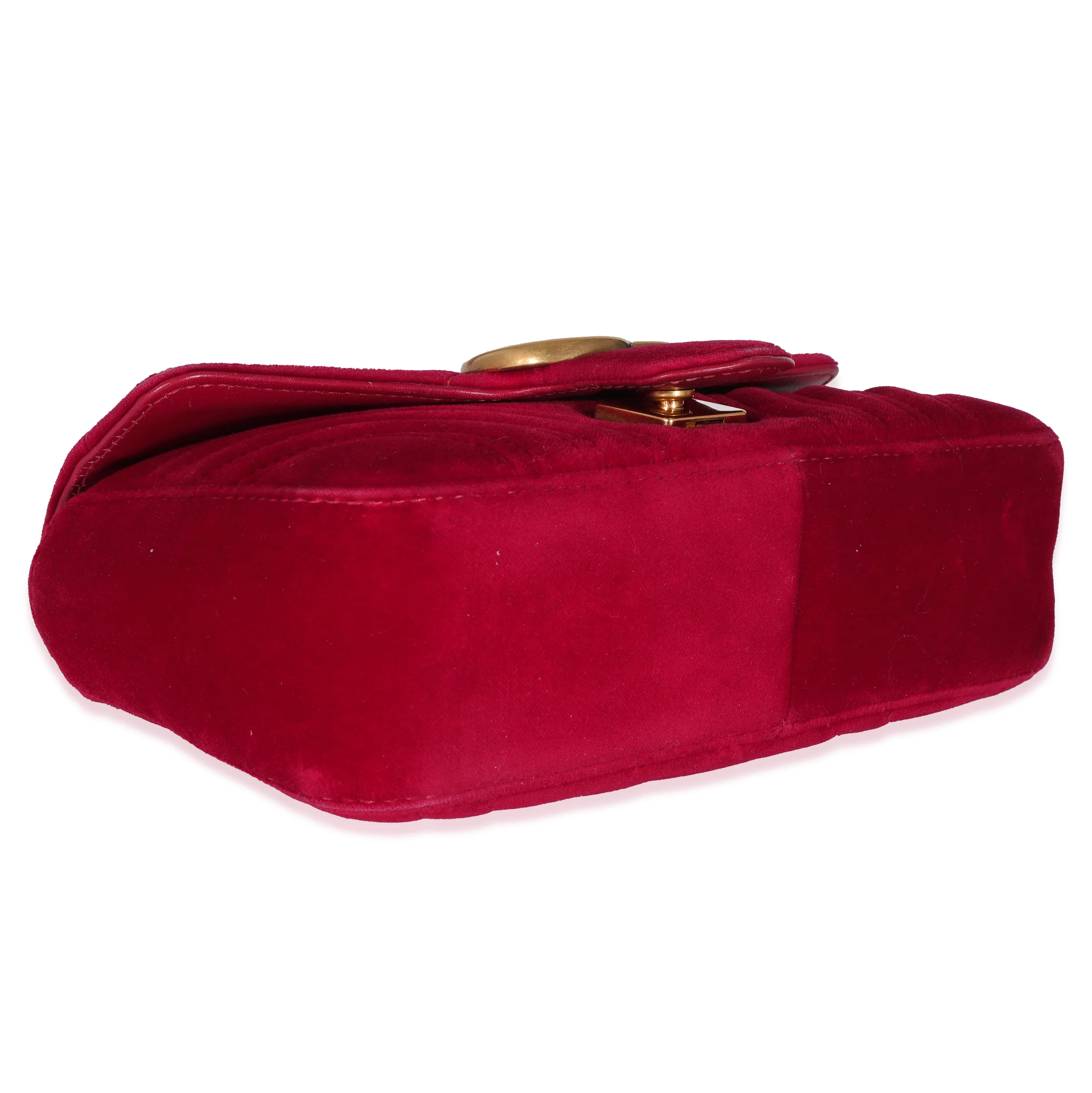 Gucci Red Velvet Matelassé Mini Marmont Shoulder Bag Mini - Image 5