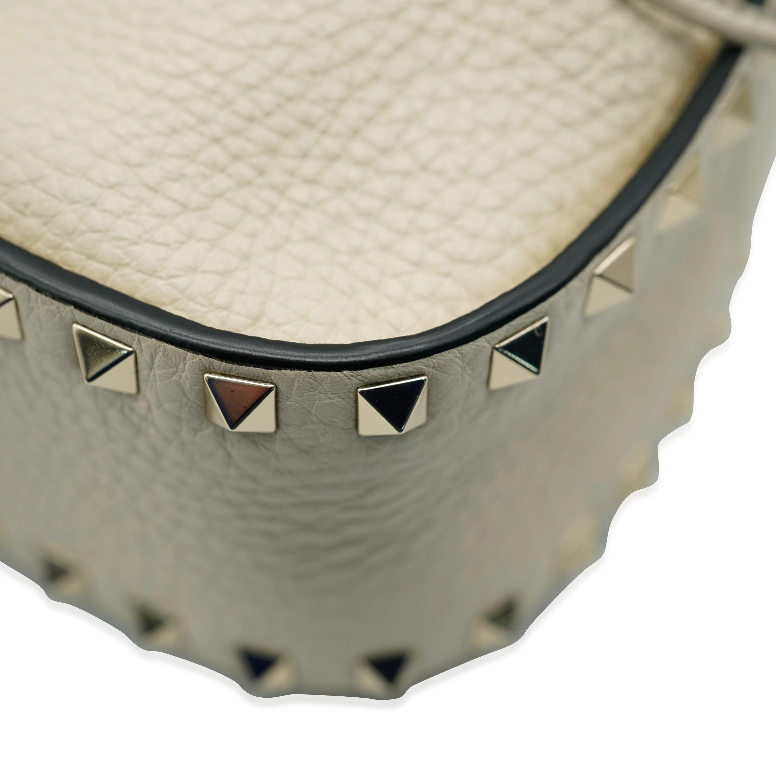 White Leather Rockstud Bucket Bag - Image 5