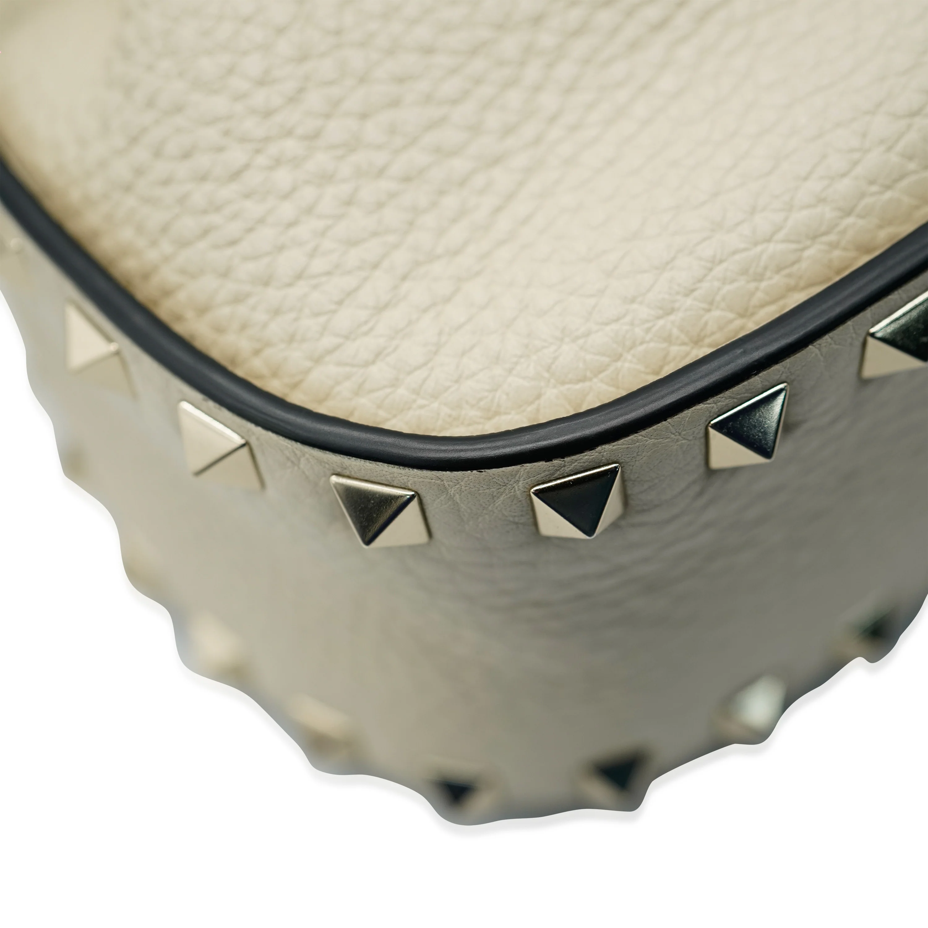 White Leather Rockstud Bucket Bag - Image 9