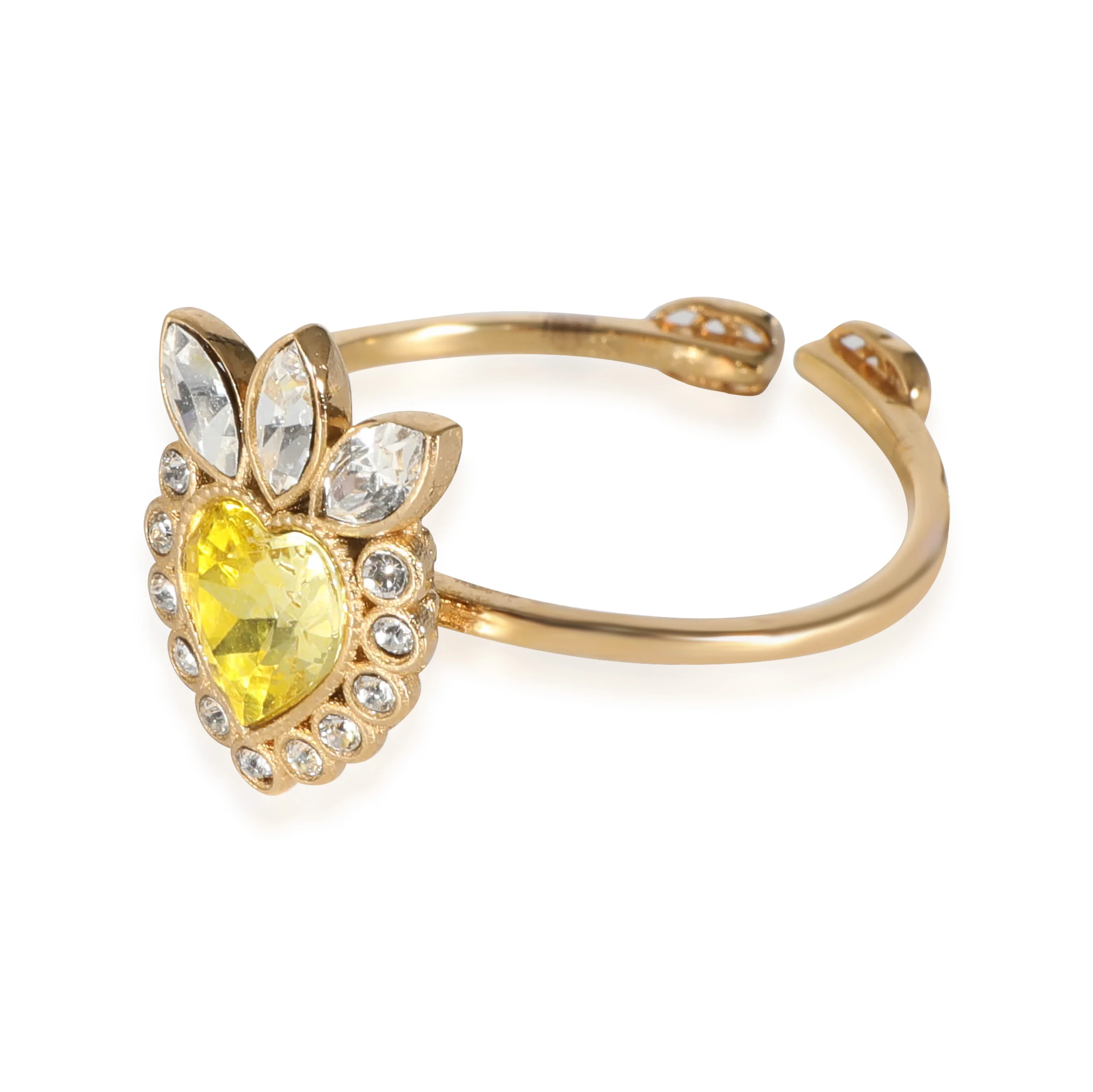 Gucci Brass Heart Yellow Crystal Ring - Image 2