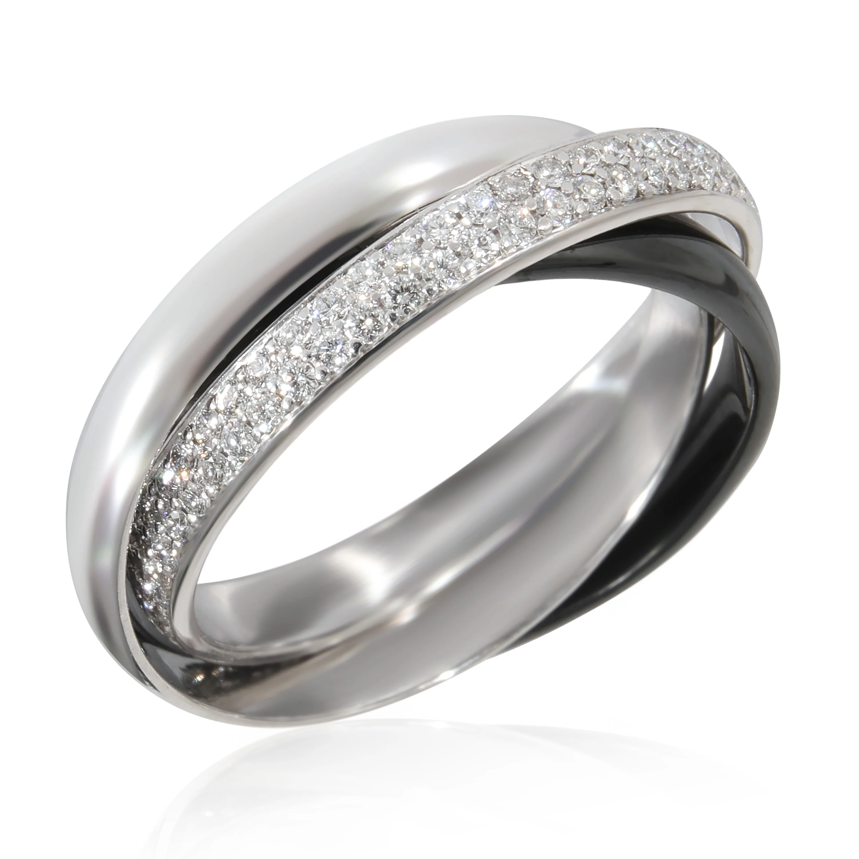 White Gold & Platinum Diamond Trinity Ring - Image 2
