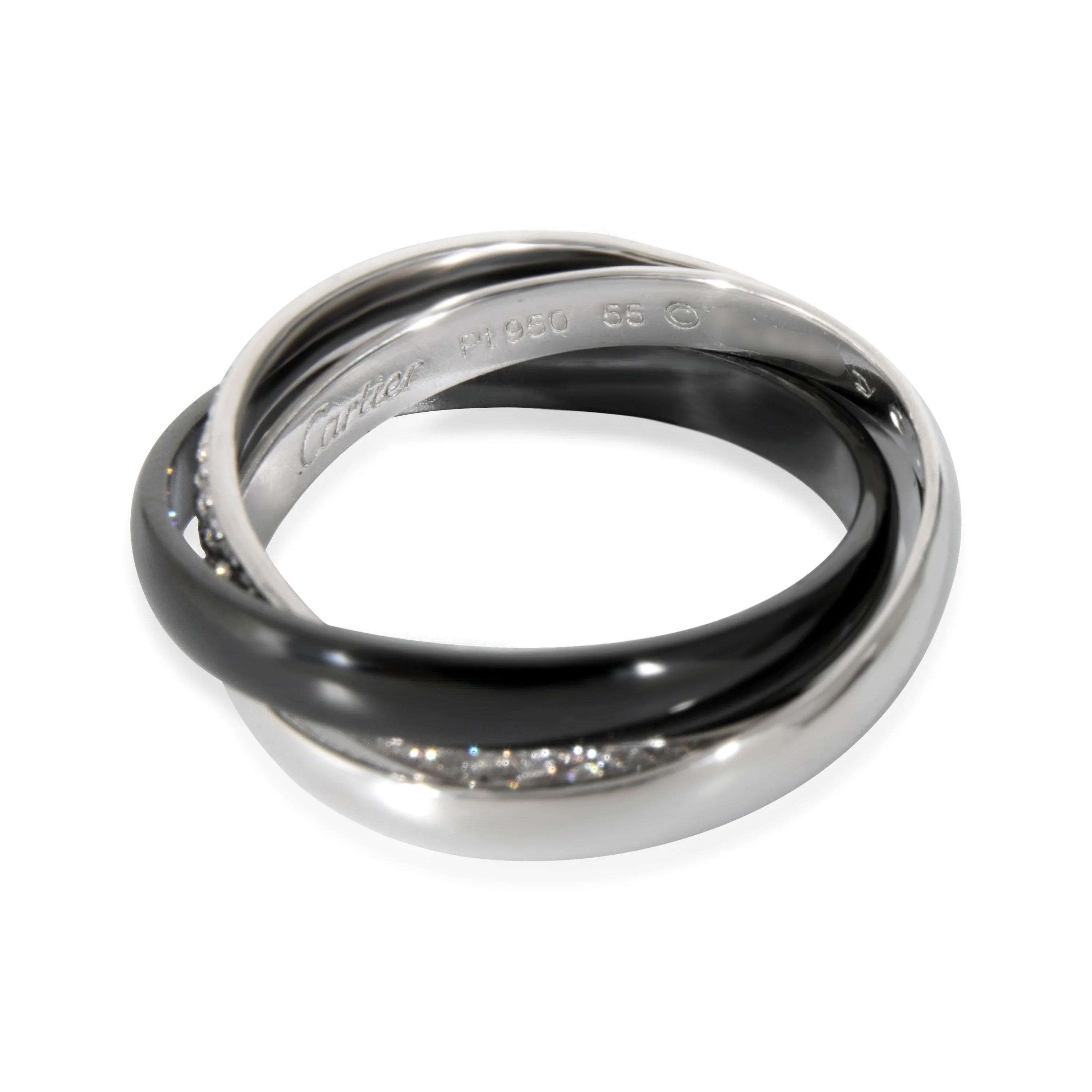 White Gold & Platinum Diamond Trinity Ring - Image 3