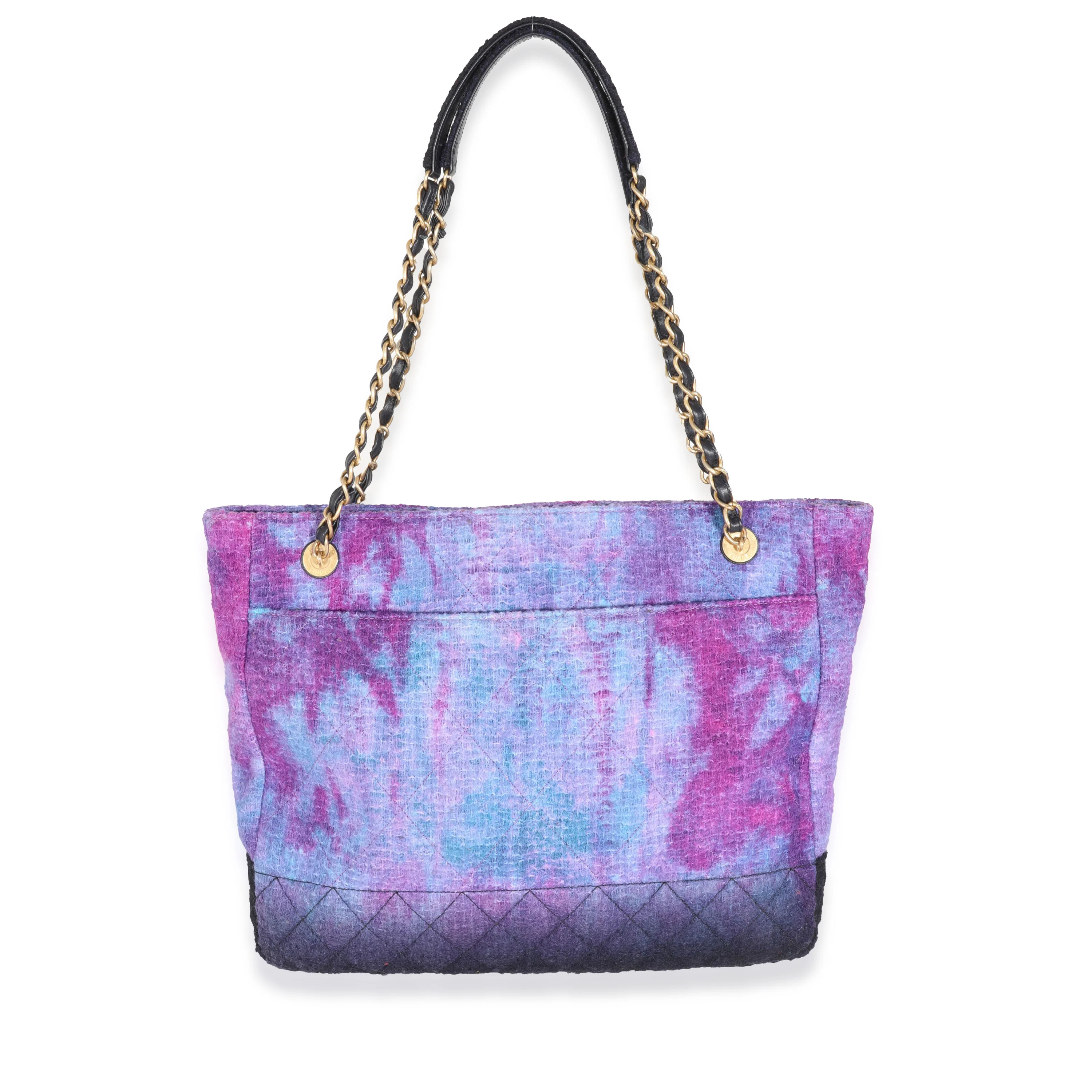 Chanel Purple Wool Tweed CC Shopping Tote - Image 3
