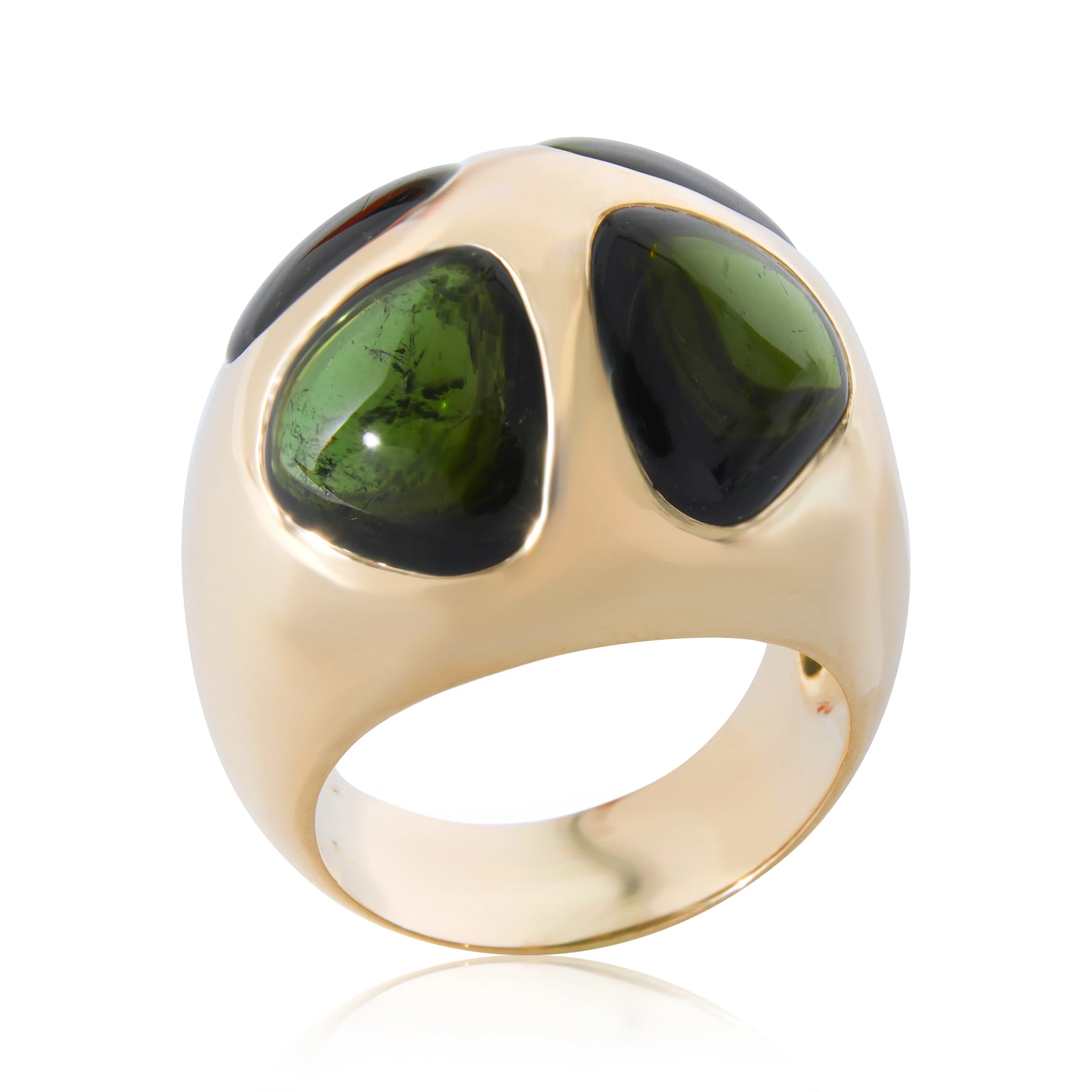 Pomellato Iconica Green Tourmaline Cocktail Ring in 18k Yellow Gold - Image 3