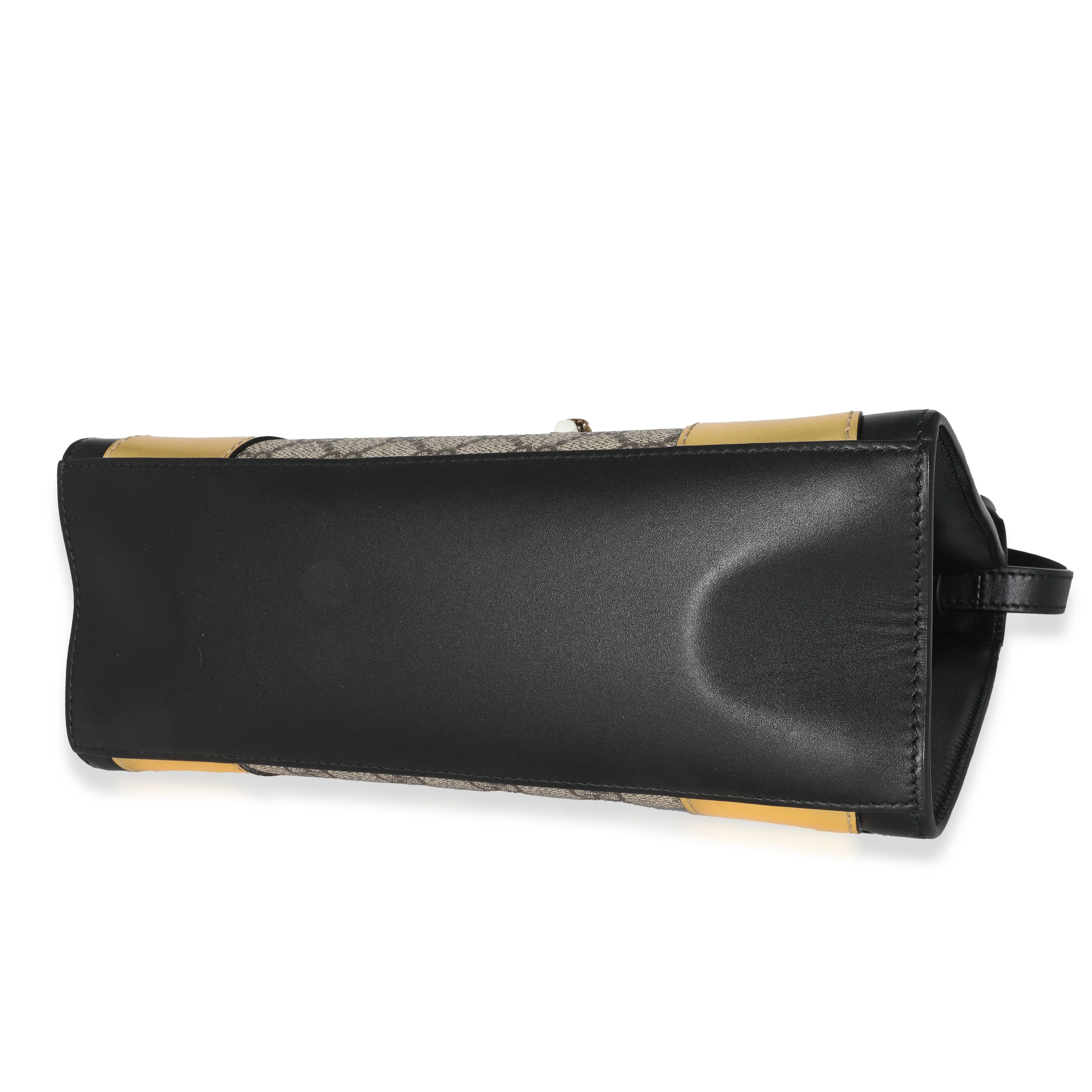 Gucci Black Gold Leather GG Supreme Osiride Small Top Handle Bag - Image 6