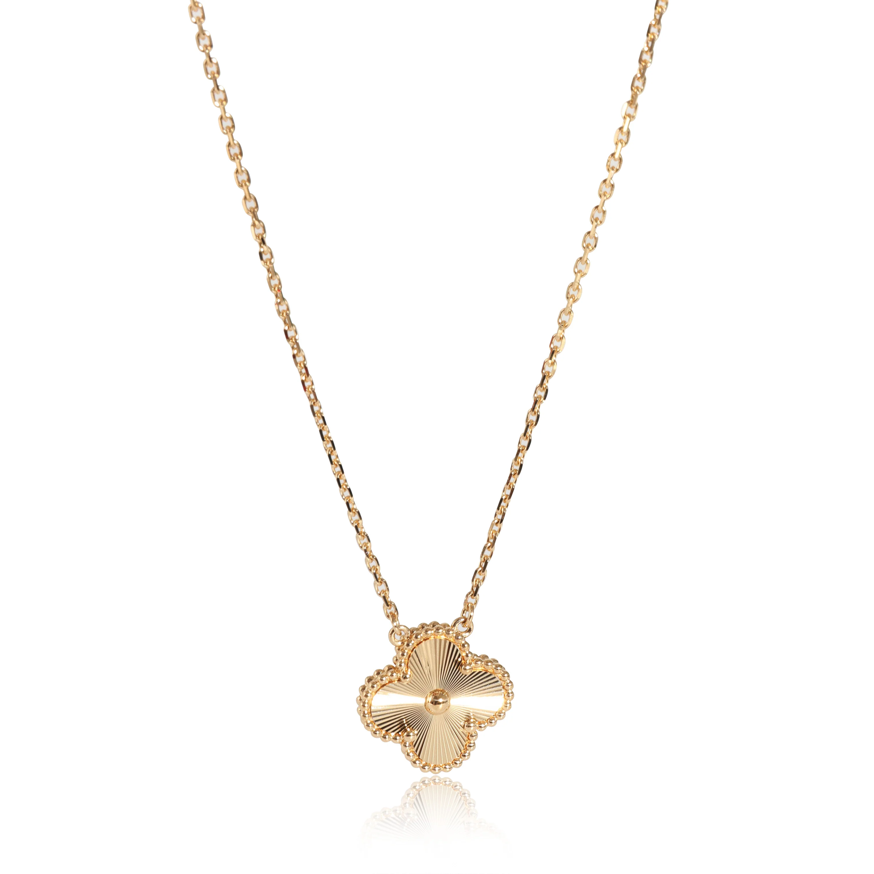 Van Cleef & Arpels Alhambra Guilloche Pendant in 18k Yellow Gold