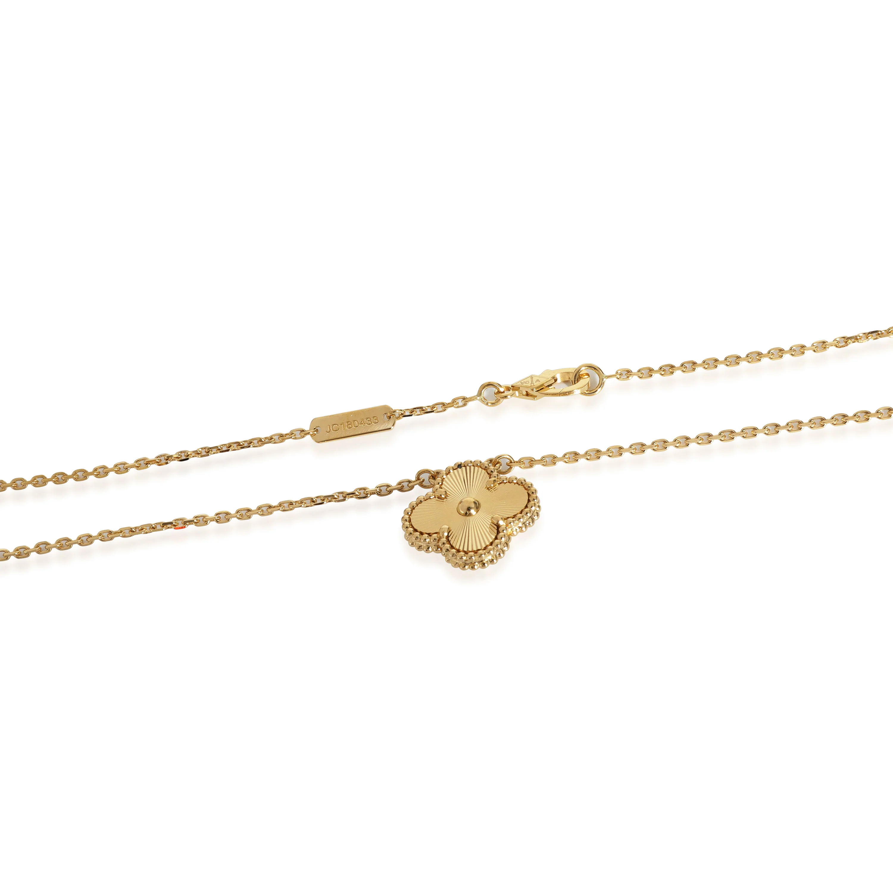 Van Cleef & Arpels Alhambra Guilloche Pendant in 18k Yellow Gold - Image 3