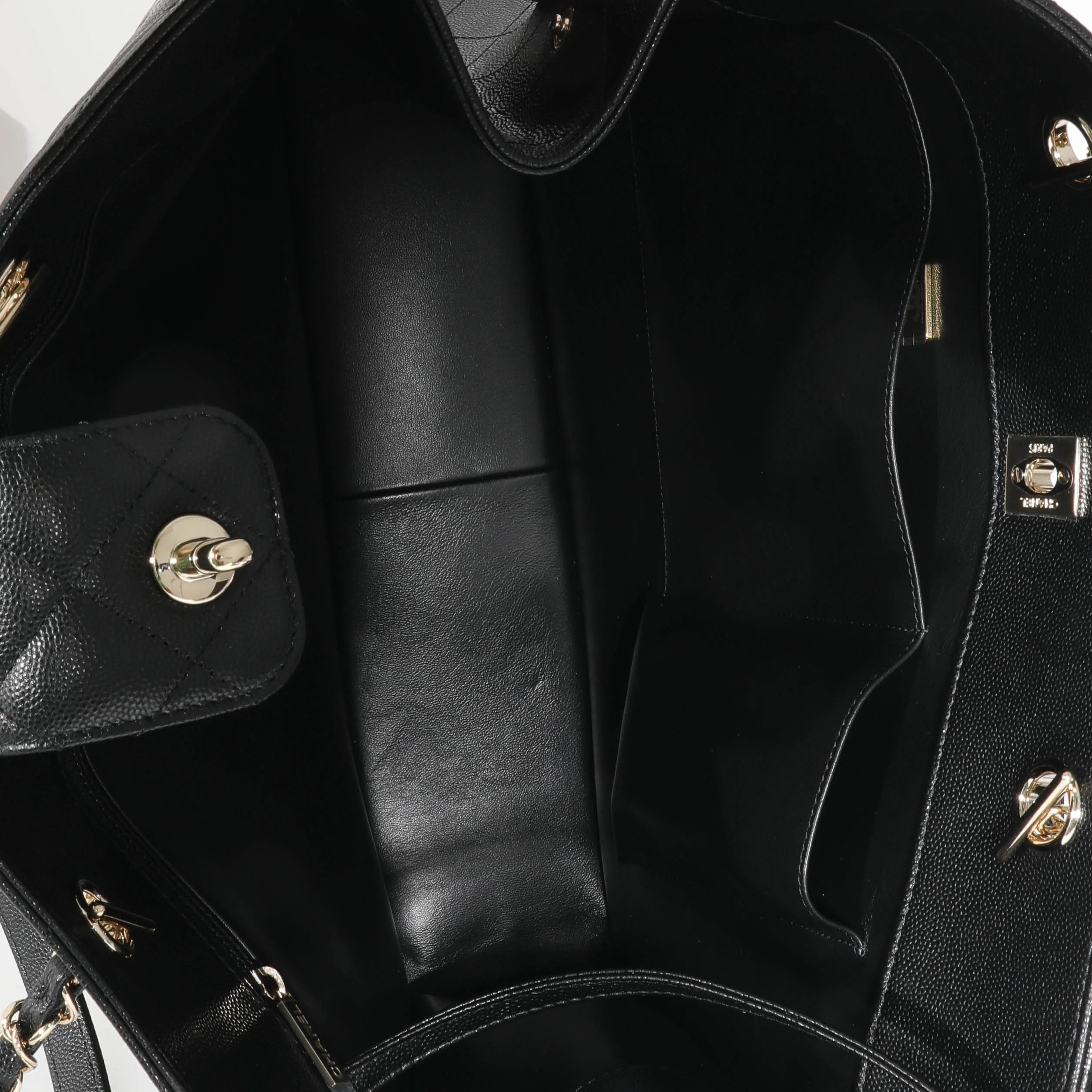 Chanel 23C Black Quilted Caviar Large Shopping Tote - Image 7