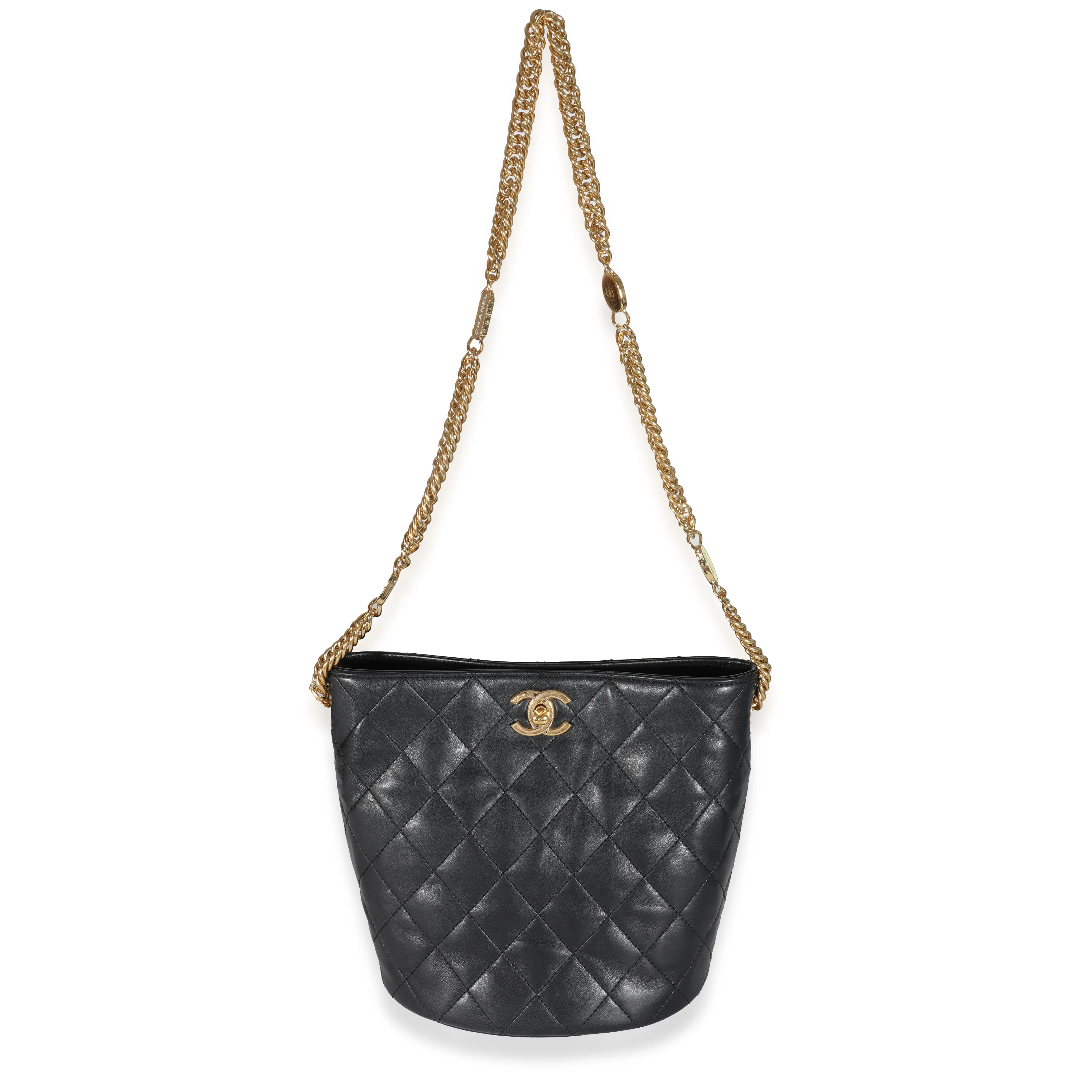 Chanel Black Calfskin CC Enamel Bucket Bag - Image 4