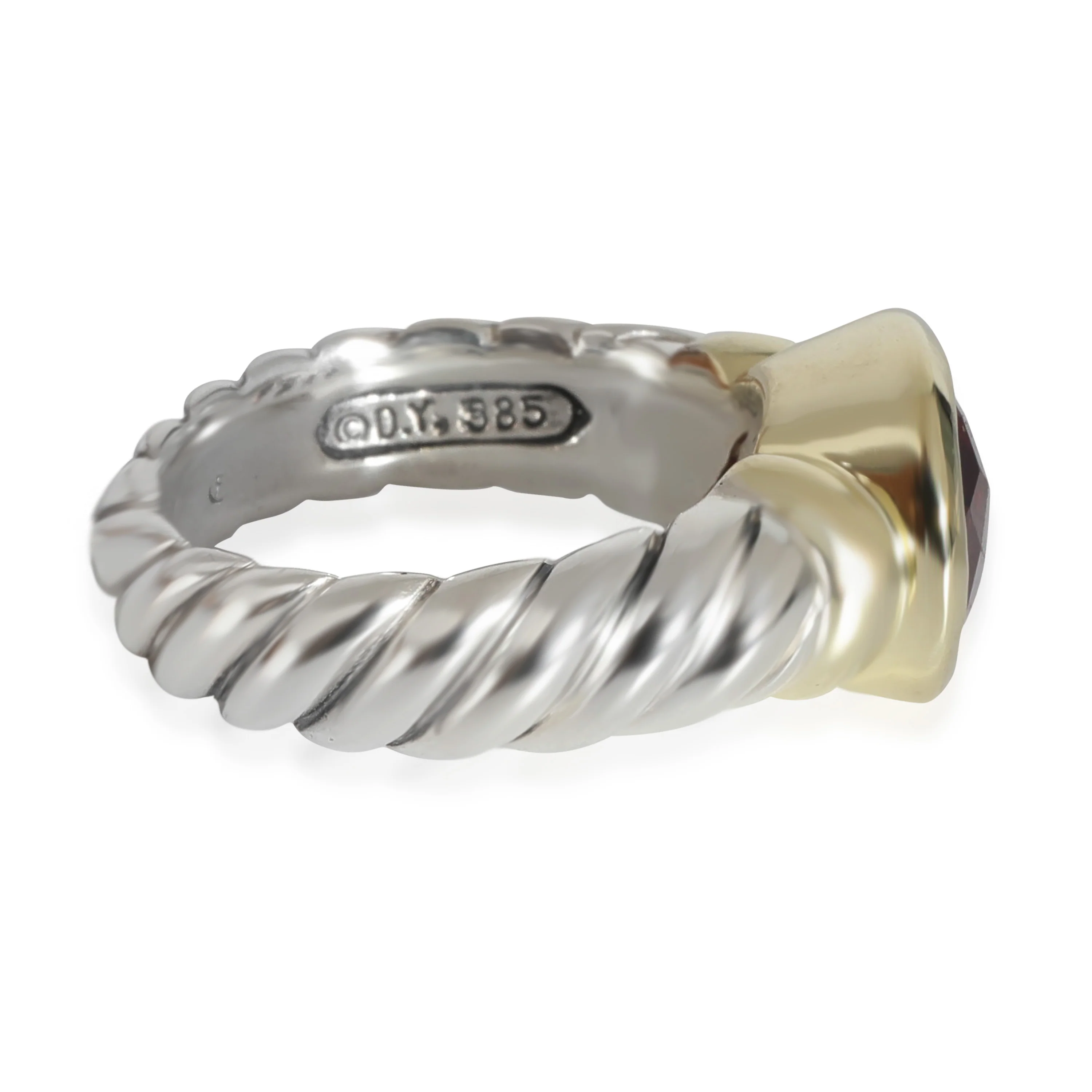 David Yurman Cable Garnet  Ring in 14k Yellow Gold/Sterling Silver - Image 2