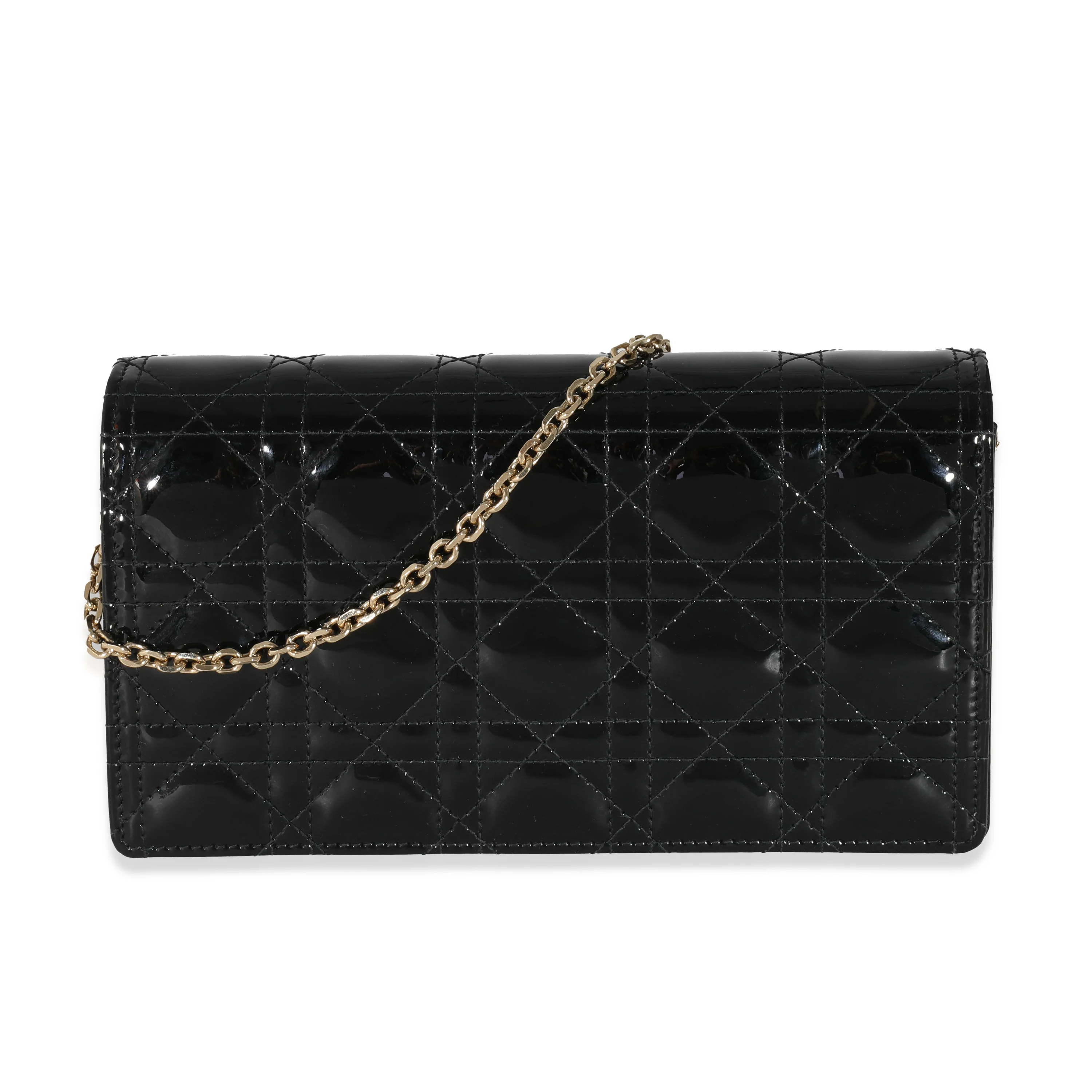 Christian Dior Black Cannage Patent Lady Pouch