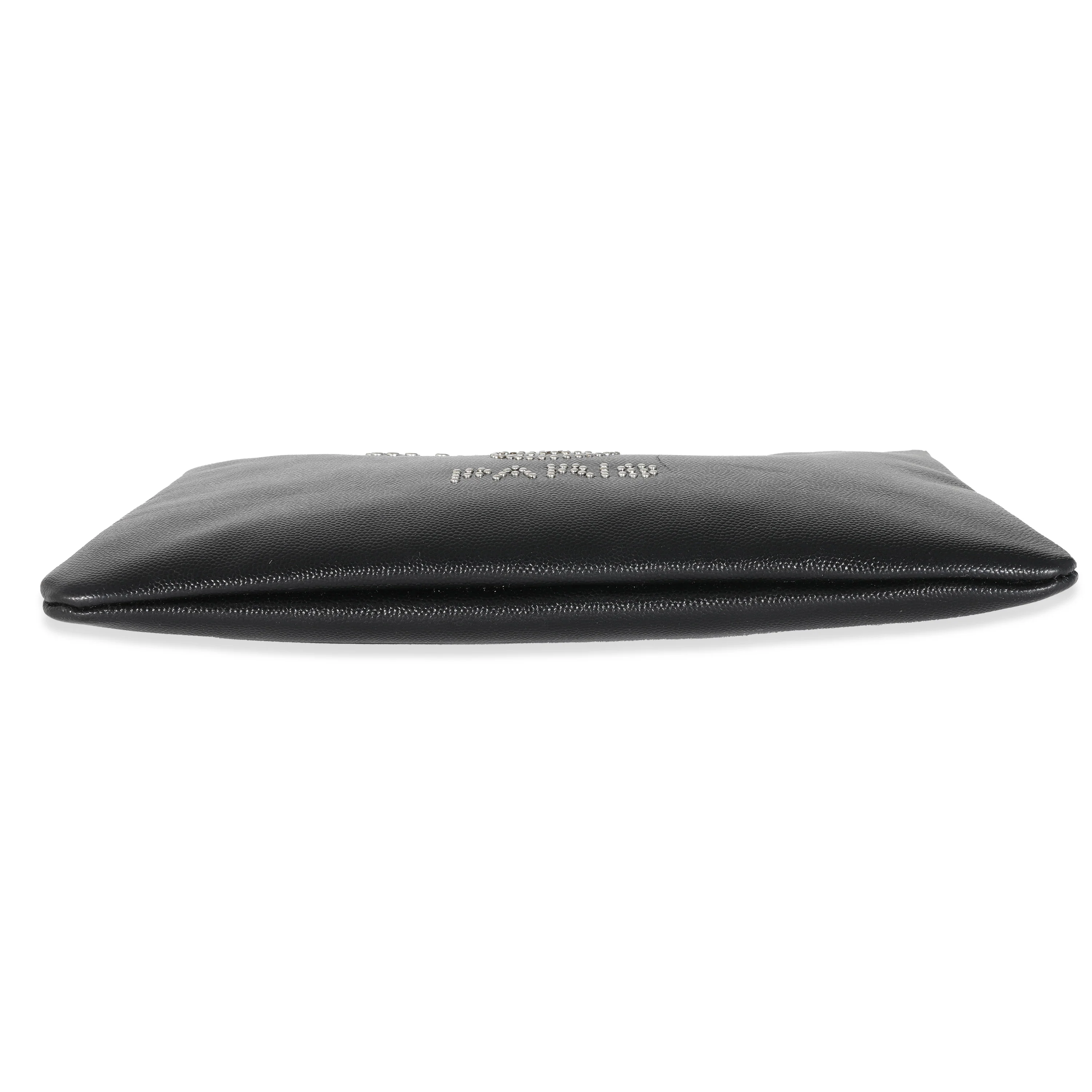 Chanel Black Caviar Studded Deauville Pouch - Image 6