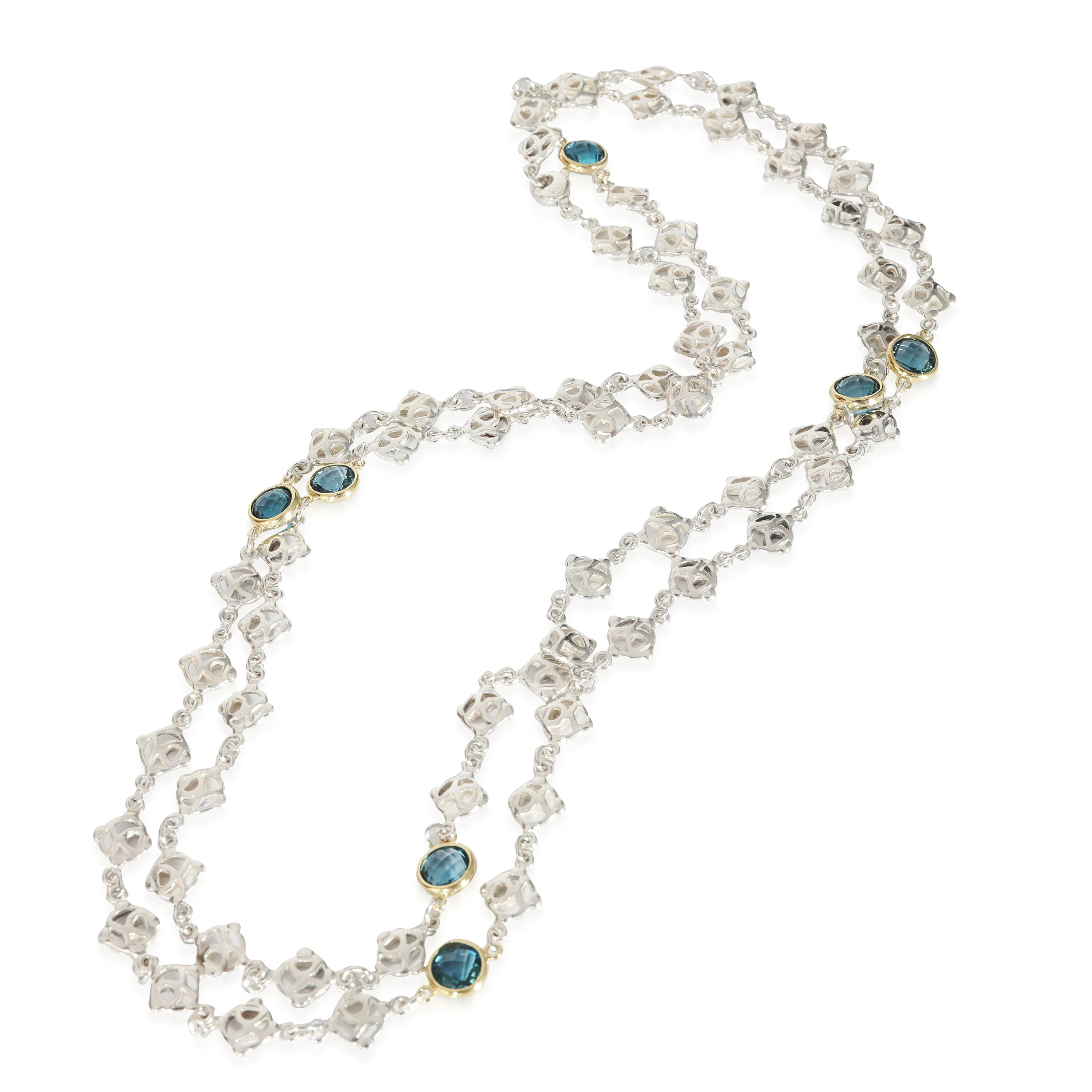 David Yurman Logo Station London Blue Necklace in Yellow Gold/Sterling Silver - Image 2