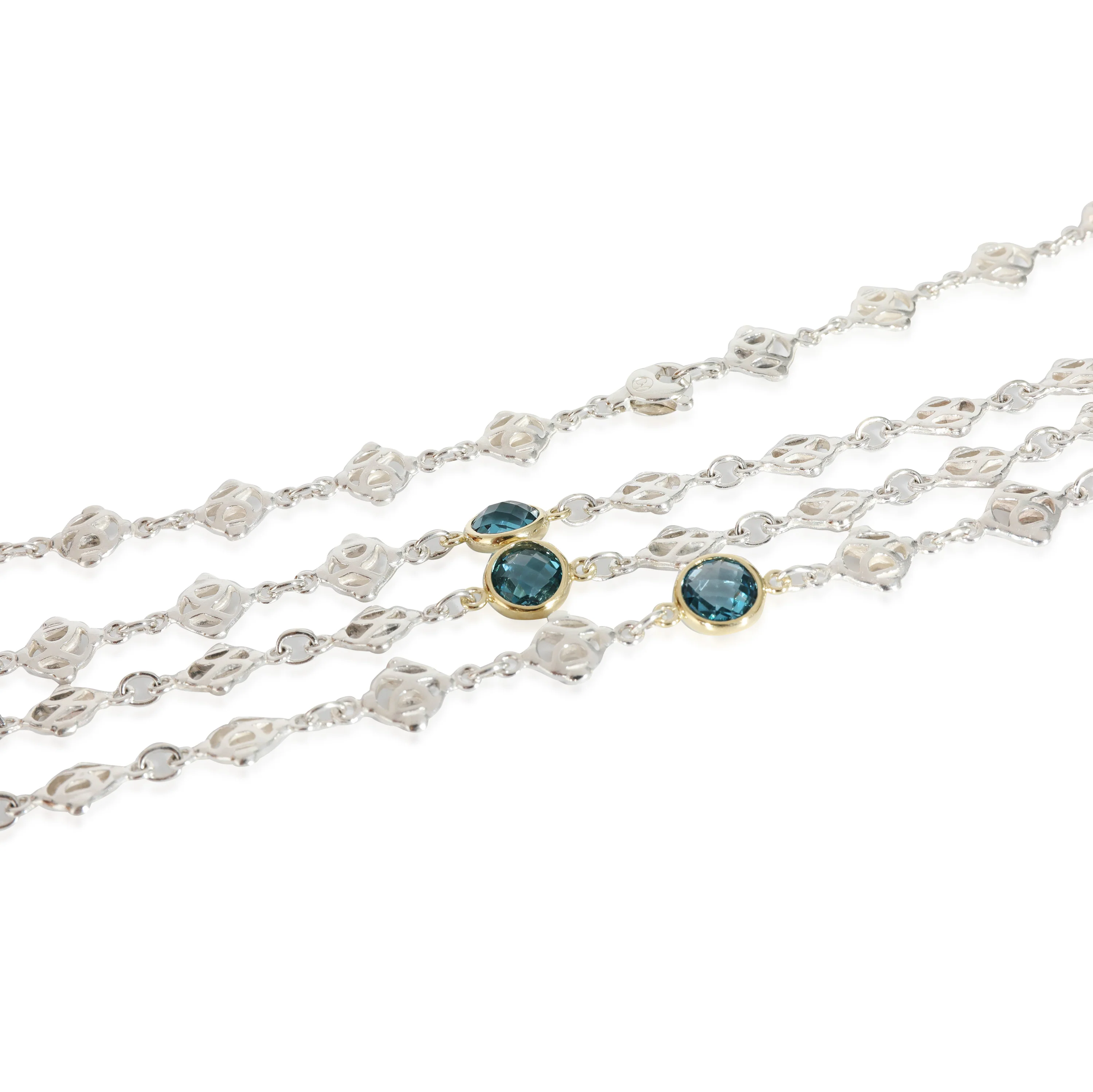 David Yurman Logo Station London Blue Necklace in Yellow Gold/Sterling Silver - Image 3
