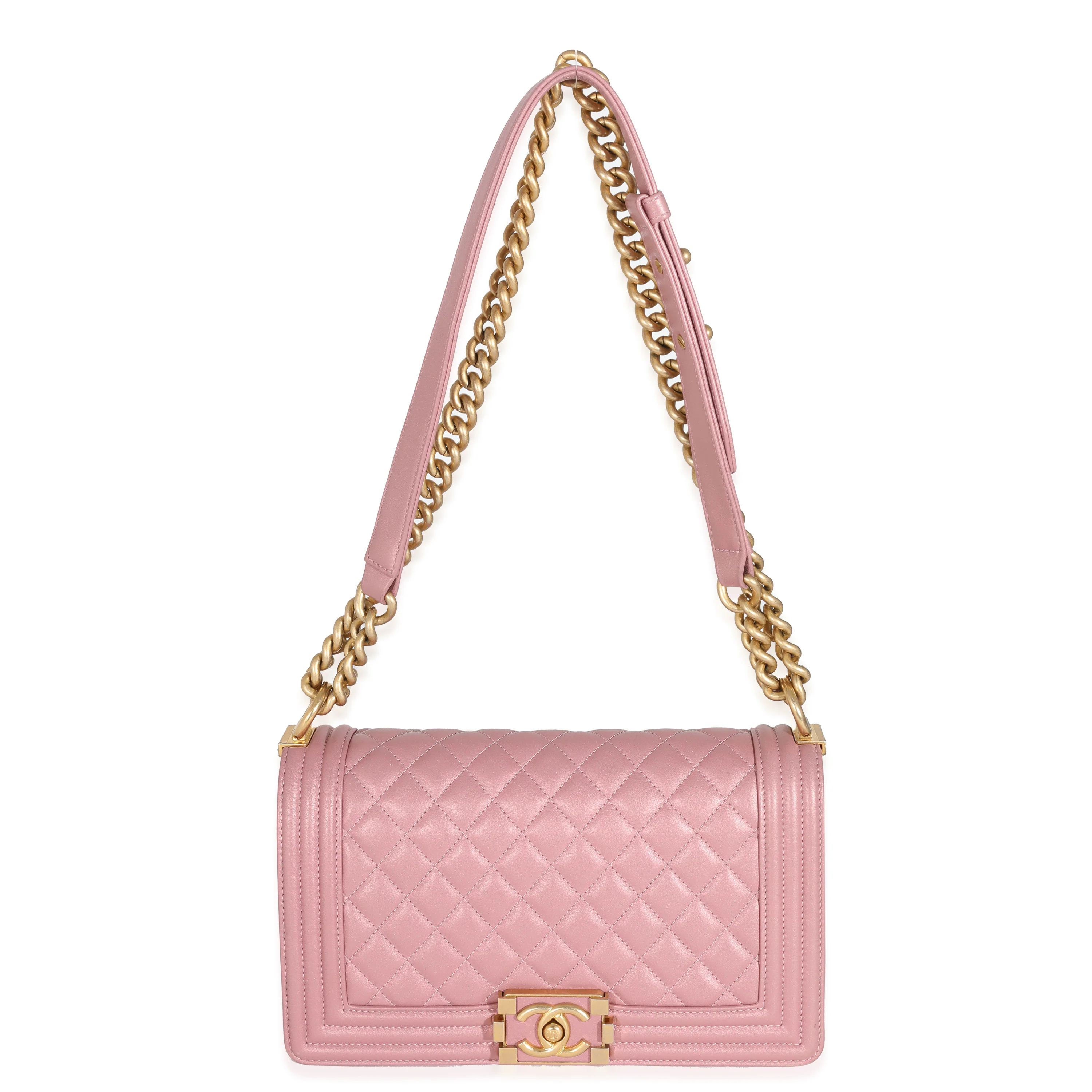 Chanel Metallic Pink Calfskin Medium Boy Bag - Image 4