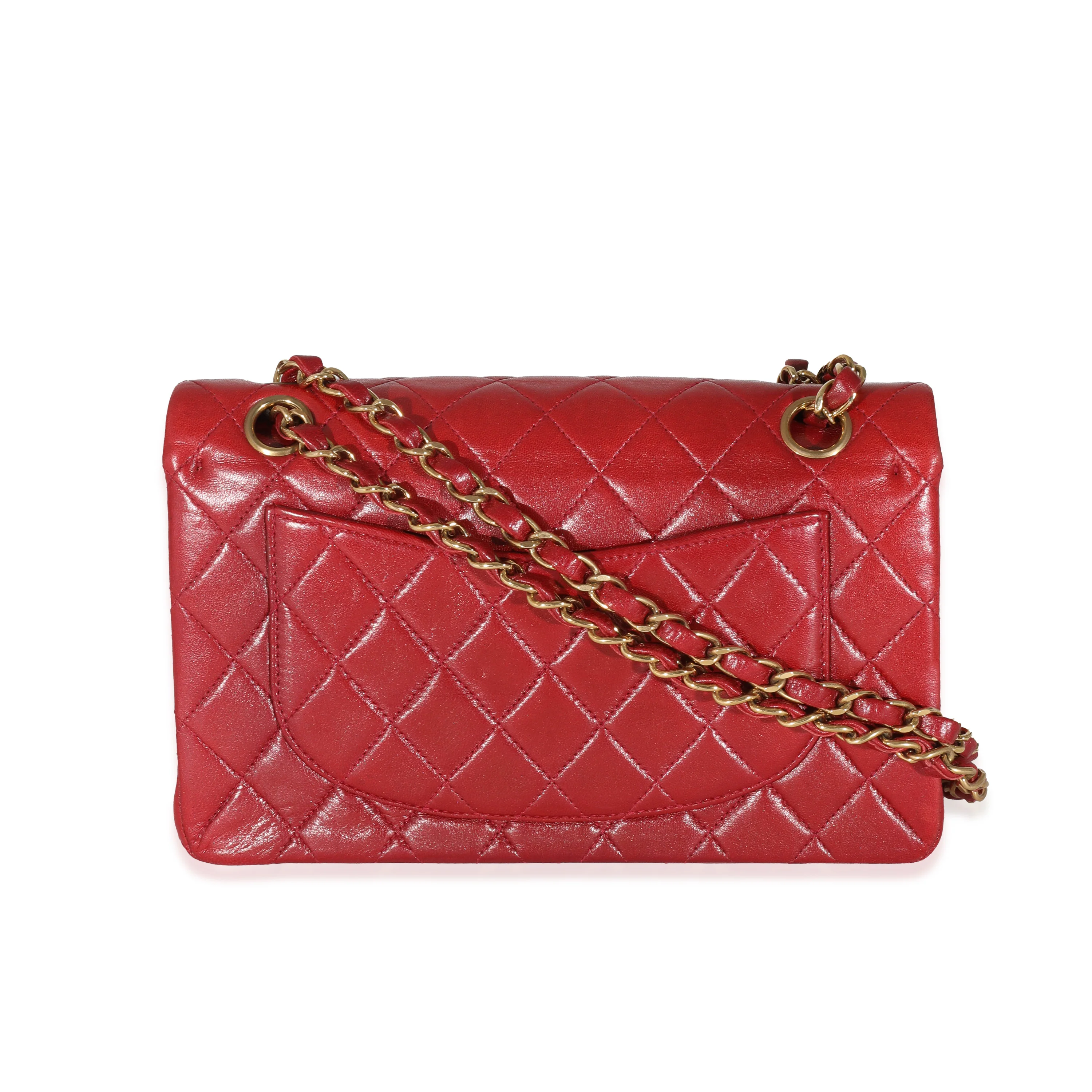 Chanel Vintage 24k Red Quilted Lambskin Small Classic Double Flap Bag - Image 3