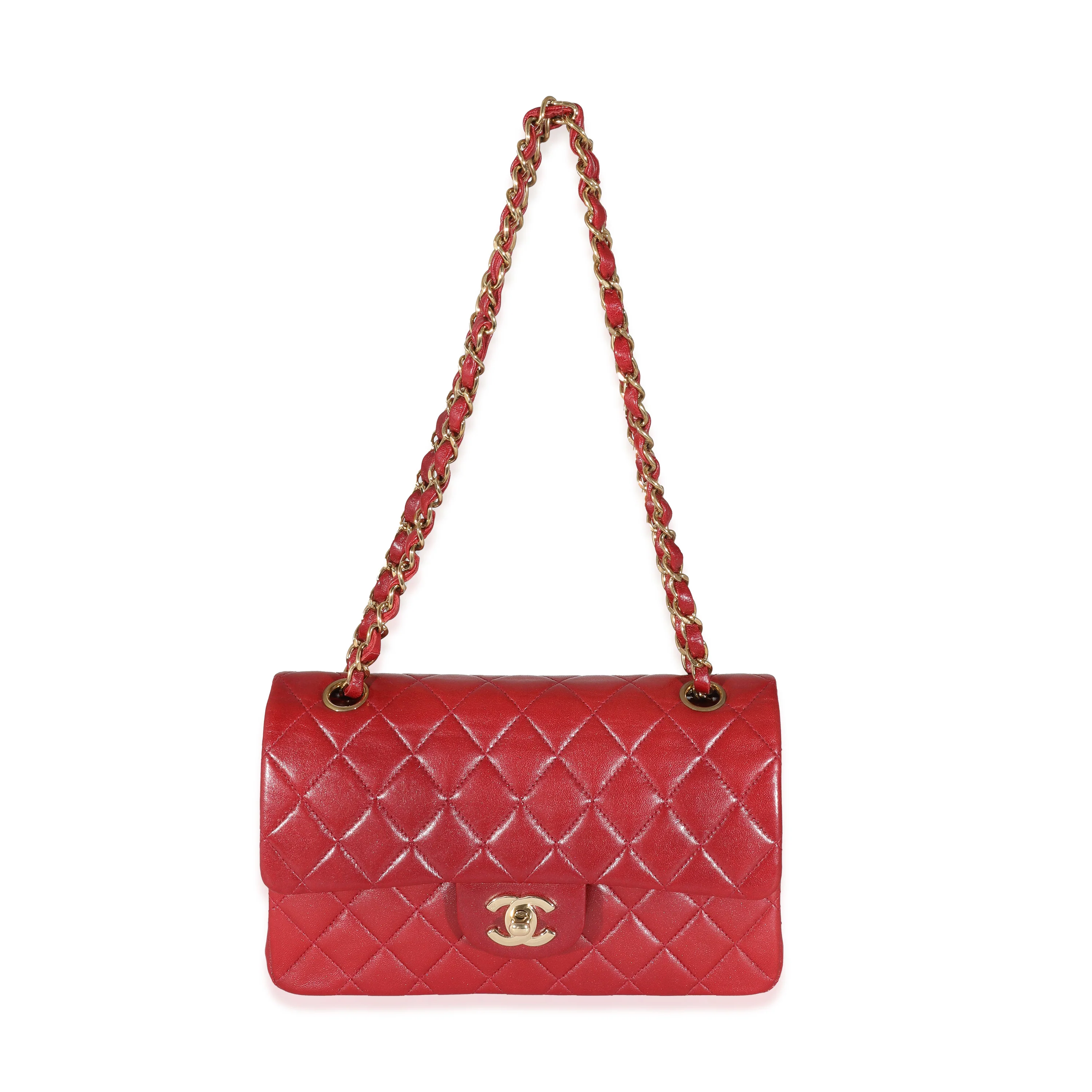 Chanel Vintage 24k Red Quilted Lambskin Small Classic Double Flap Bag - Image 4