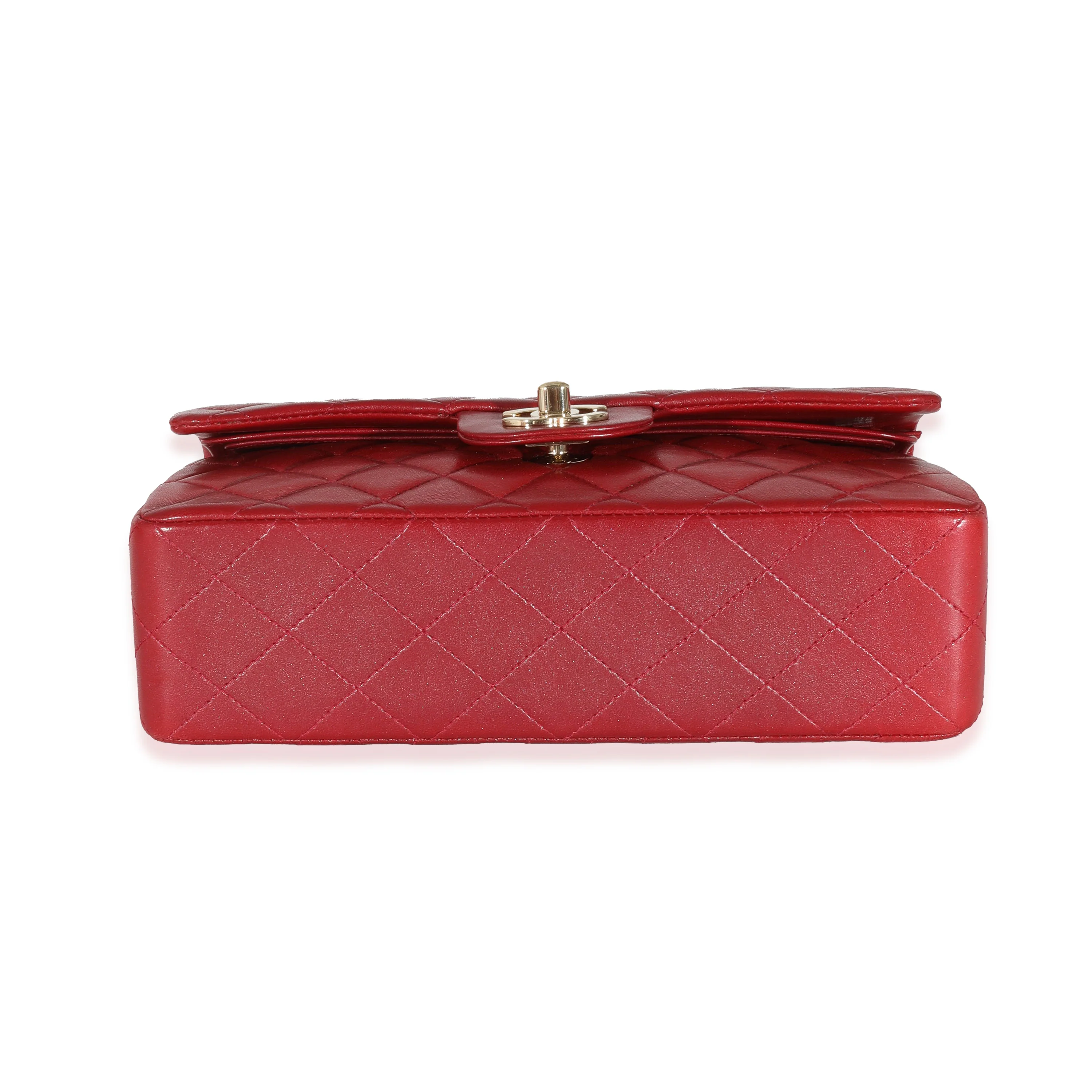 Chanel Vintage 24k Red Quilted Lambskin Small Classic Double Flap Bag - Image 5