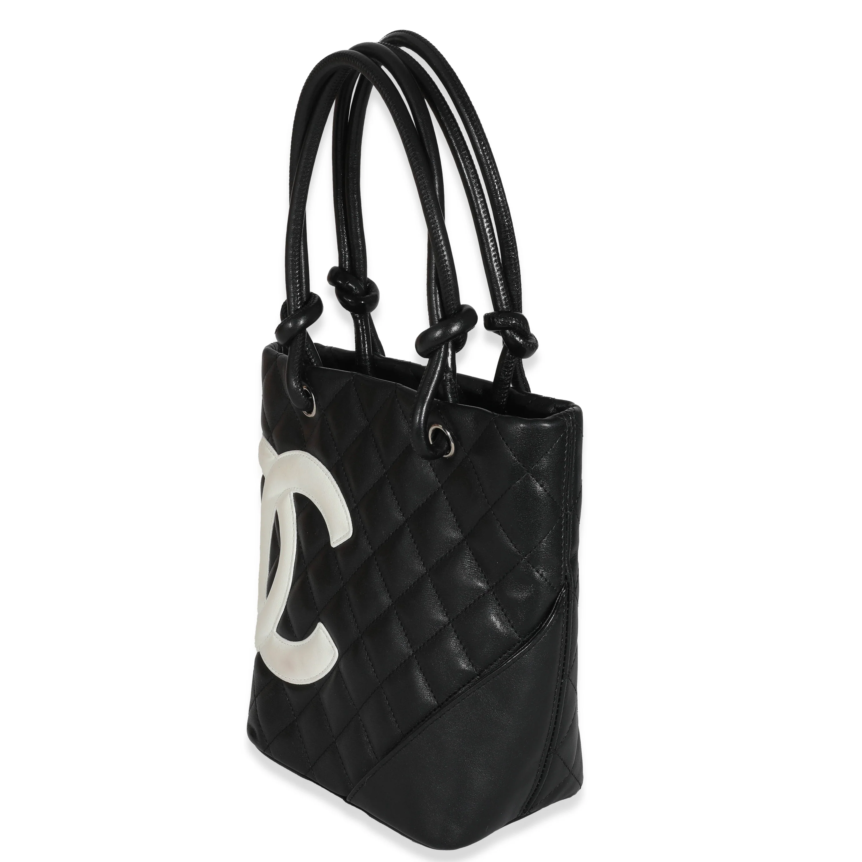 Chanel Black White Quilted Lambskin Petite Ligne Cambon Bucket Bag - Image 2