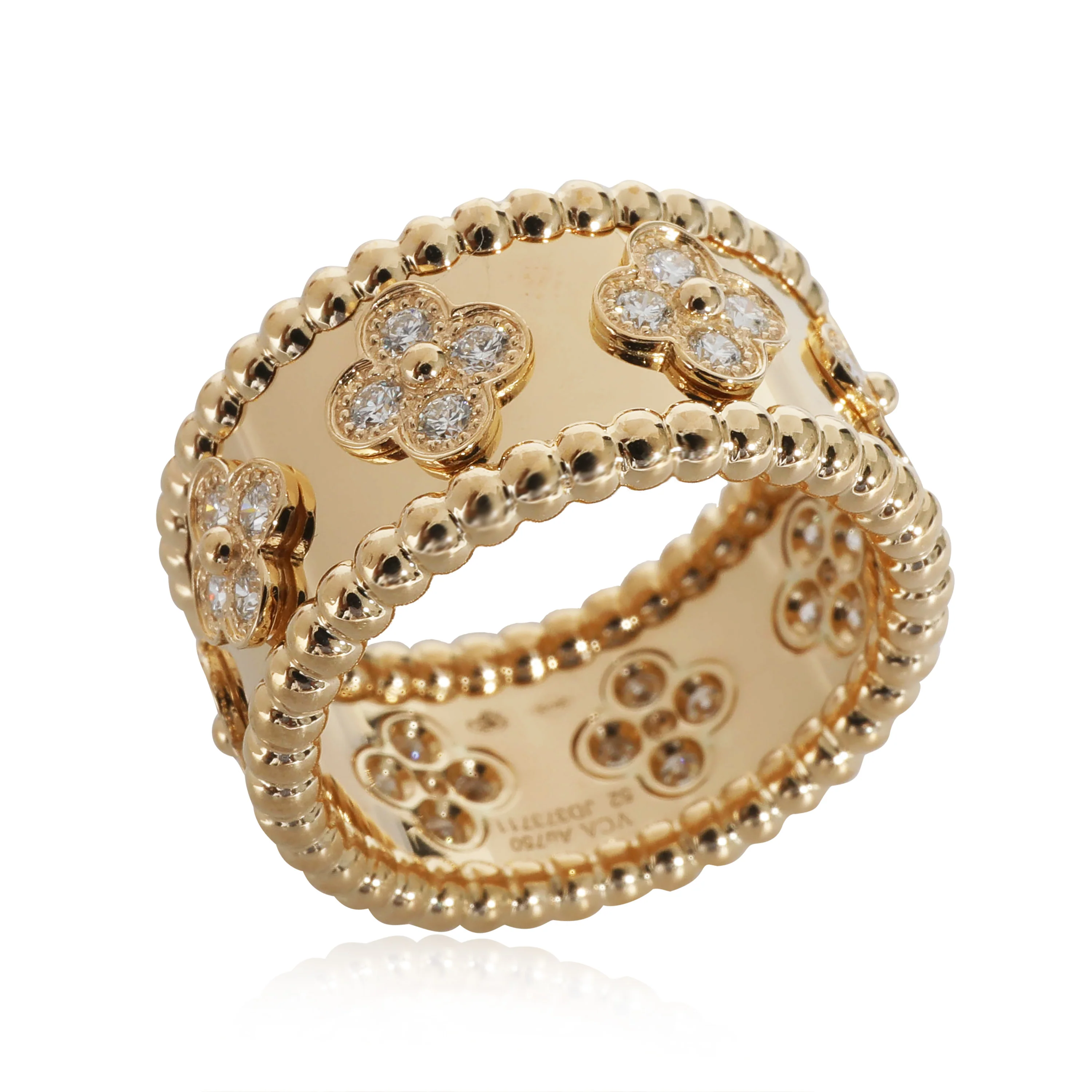Van Cleef & Arpels Perlee Clover Ring in 18k Yellow Gold 0.71 CTW - Image 3
