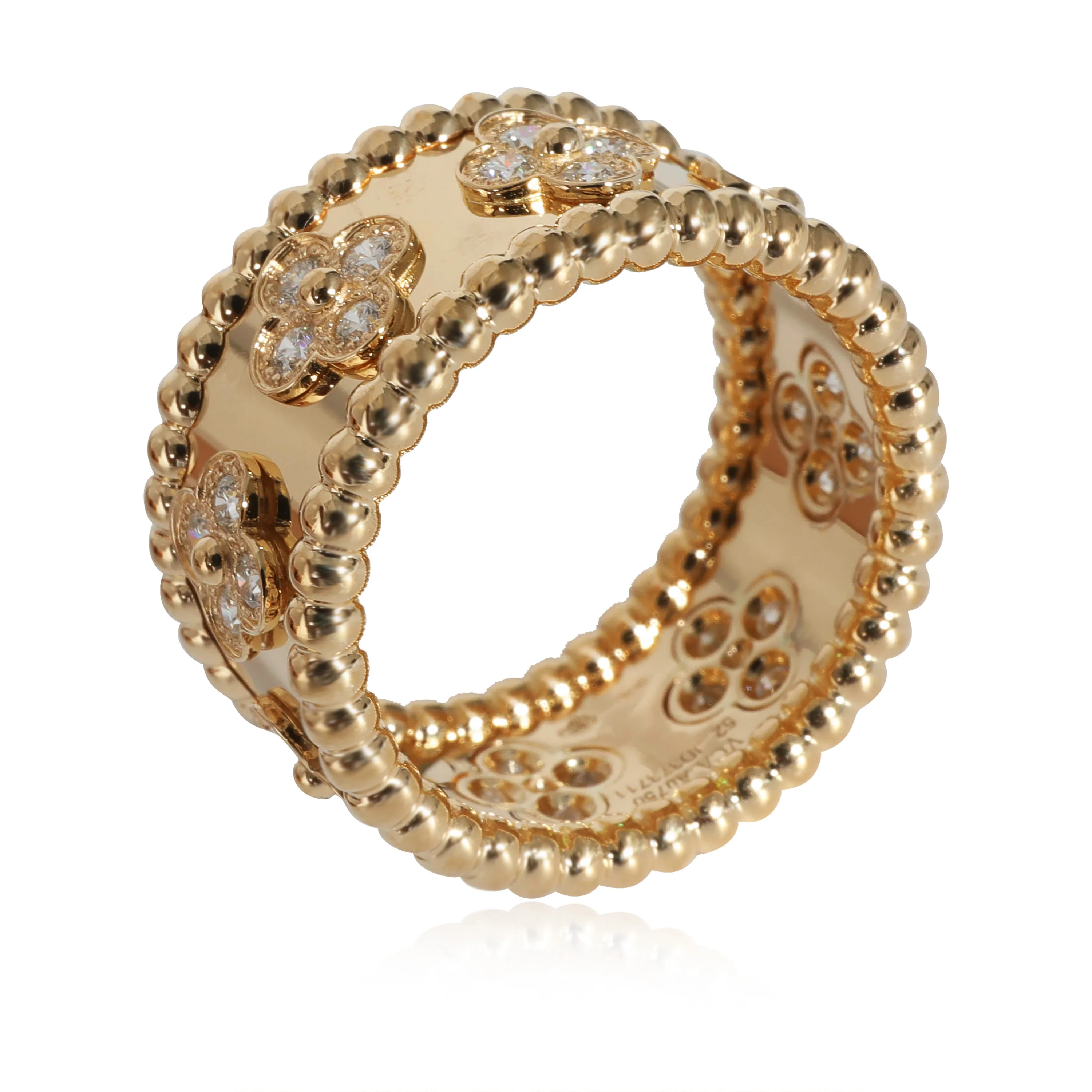Van Cleef & Arpels Perlee Clover Ring in 18k Yellow Gold 0.71 CTW - Image 5