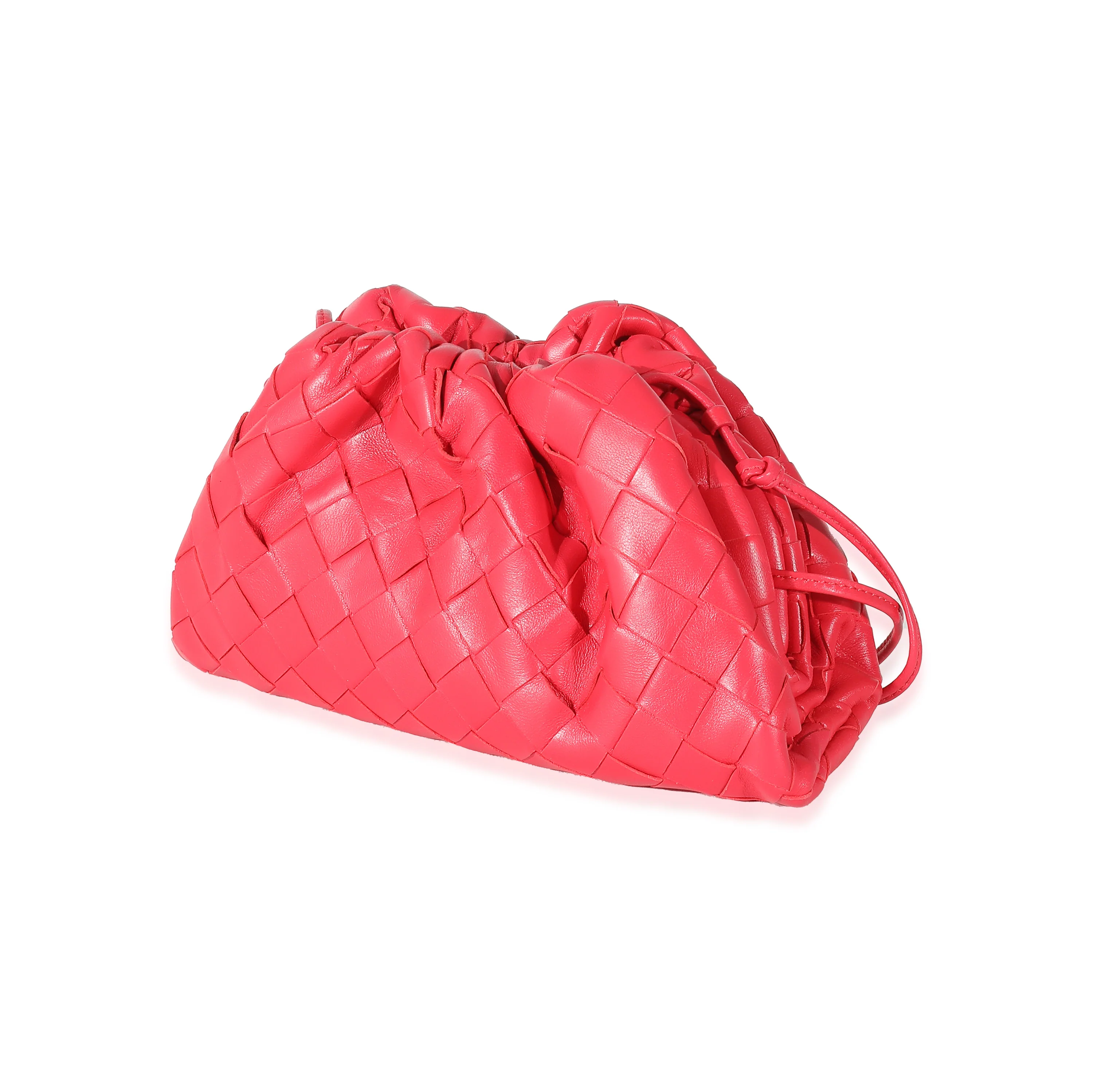 Raspberry Intrecciato Lambskin Mini Pouch - Image 2