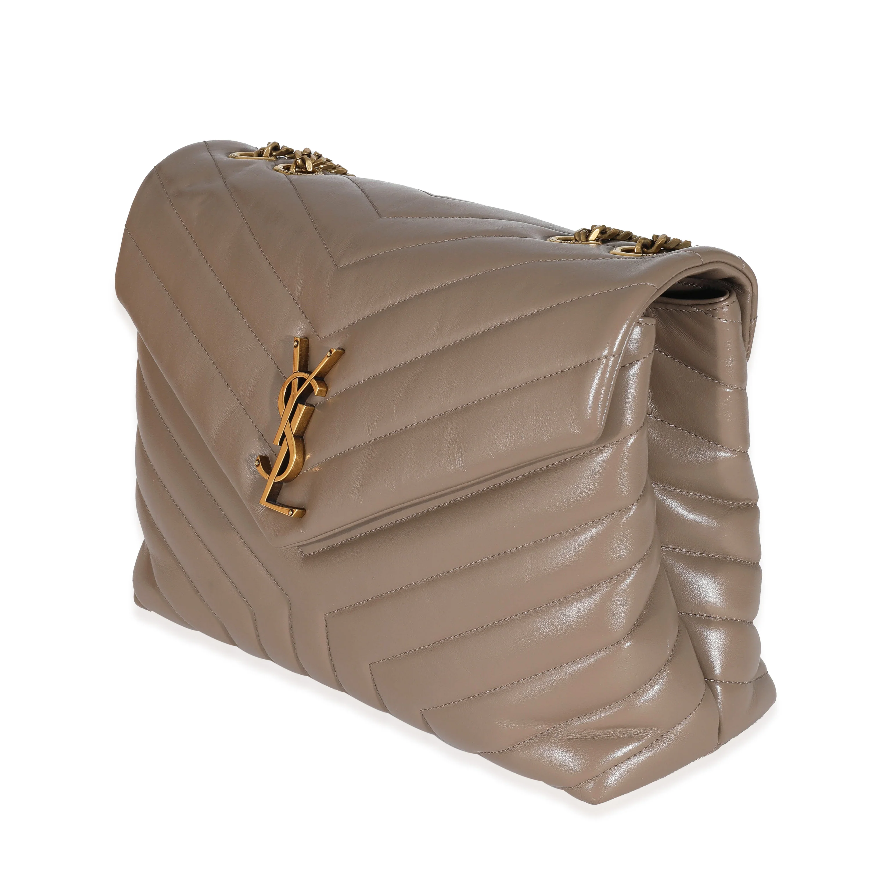 Saint Laurent Grey Brown Leather Medium Loulou Bag - Image 2