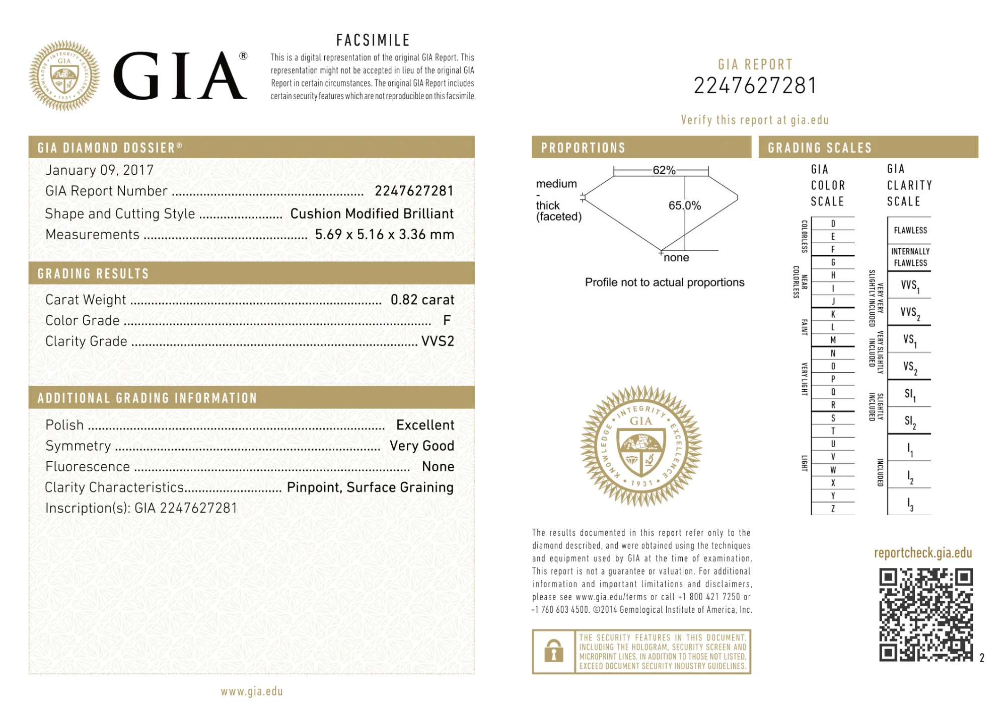 GIA Certified 0.82 Ct Cushion cut F VVS2 Loose Diamond - Image 2
