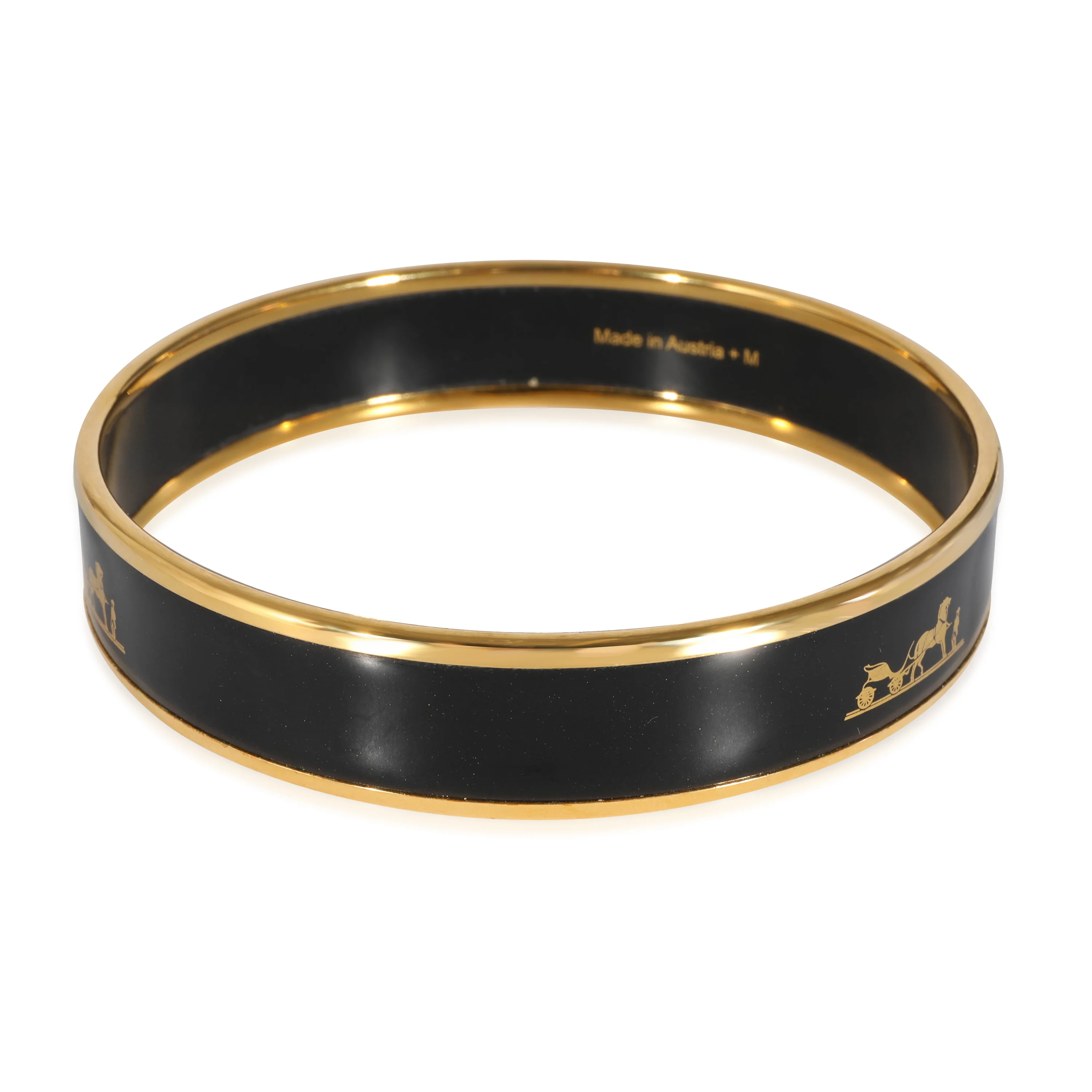 Hermes Narrow Enamel Caleche Gold Plated Bracelet - Image 3