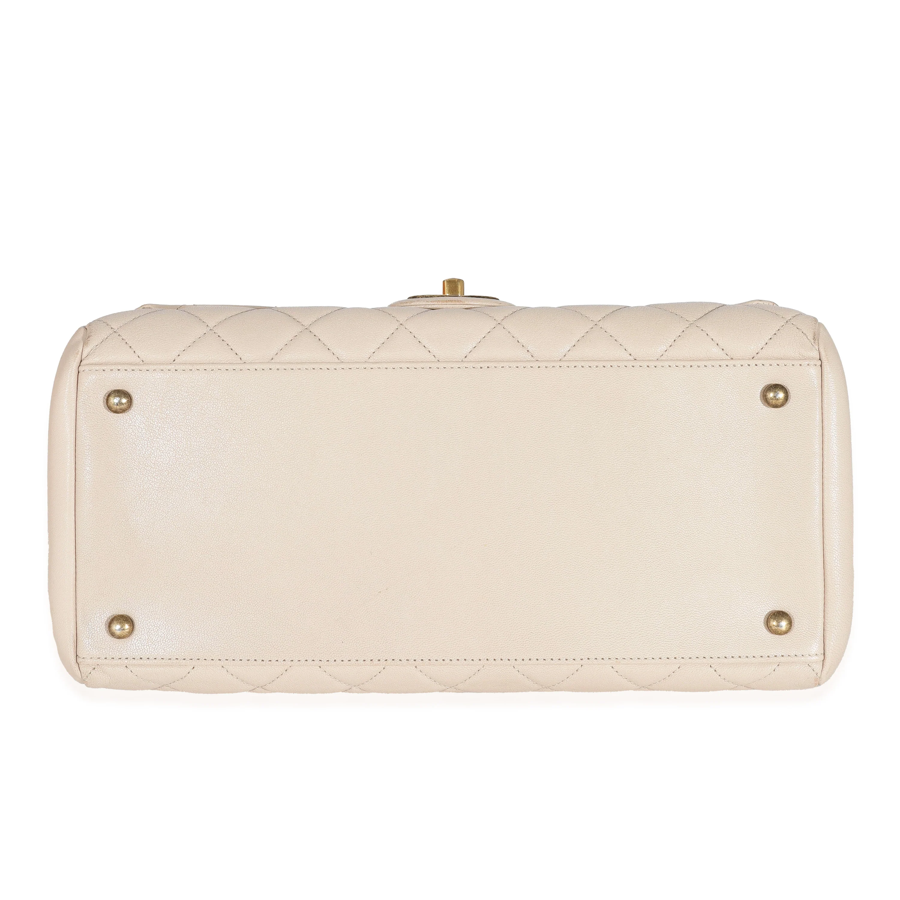 Chanel Beige Quilted Sheepskin Trapezio Flap Bag - Image 7