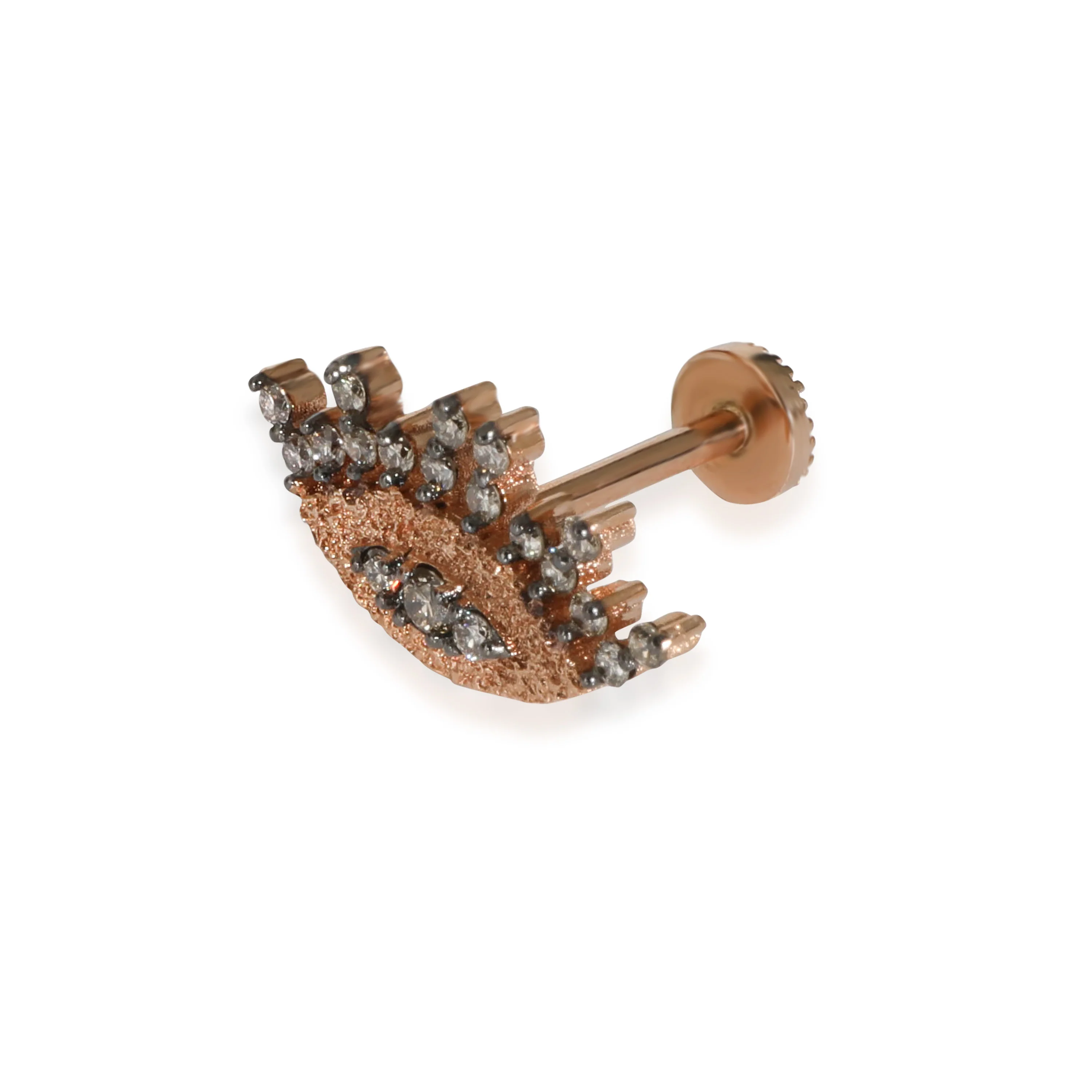 Kismet 10th Eye Stud Earring With Champagne Diamonds in 14k Rose Gold 0.21 CTW - Image 2