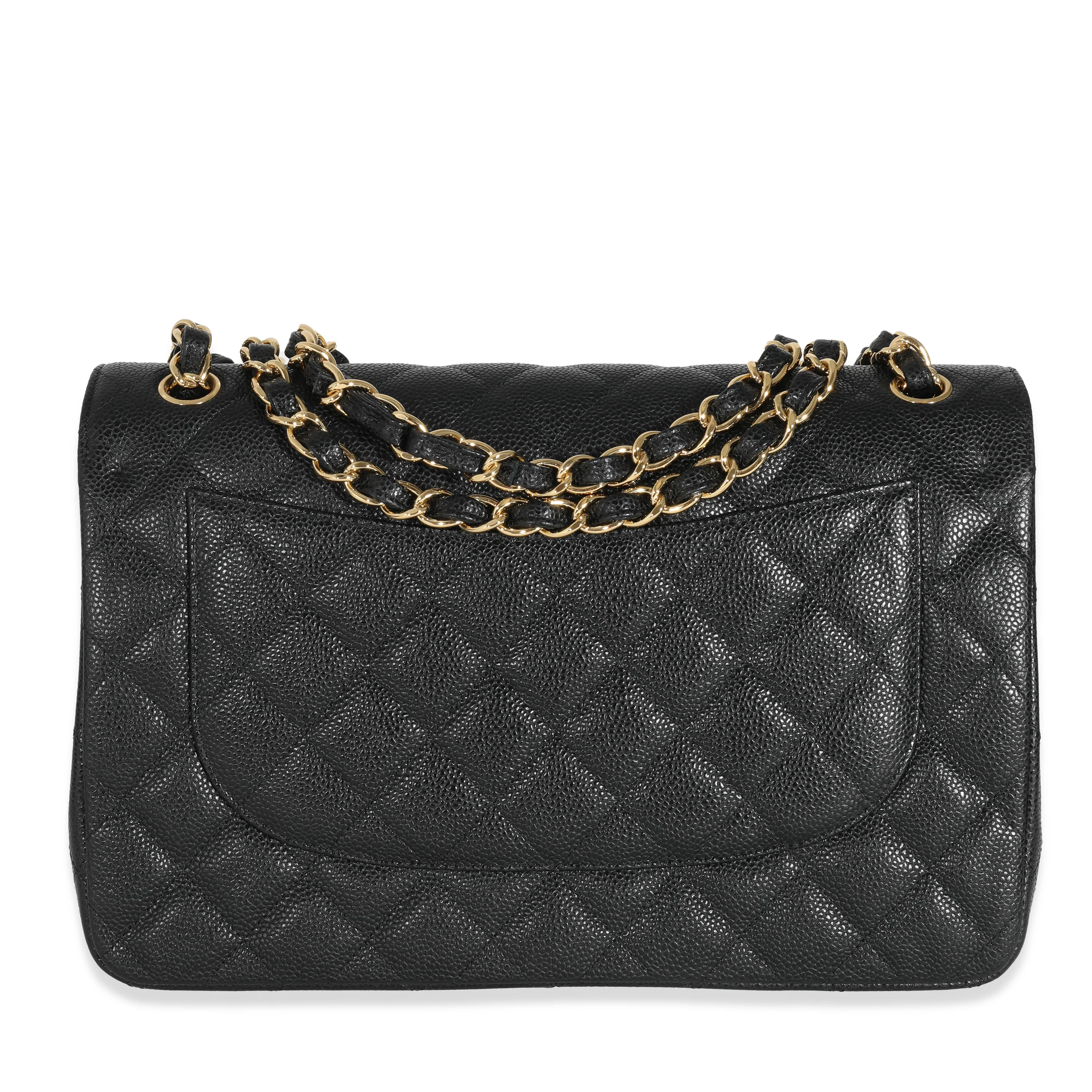 Chanel Black Caviar Jumbo Classic Double Flap Bag - Image 3