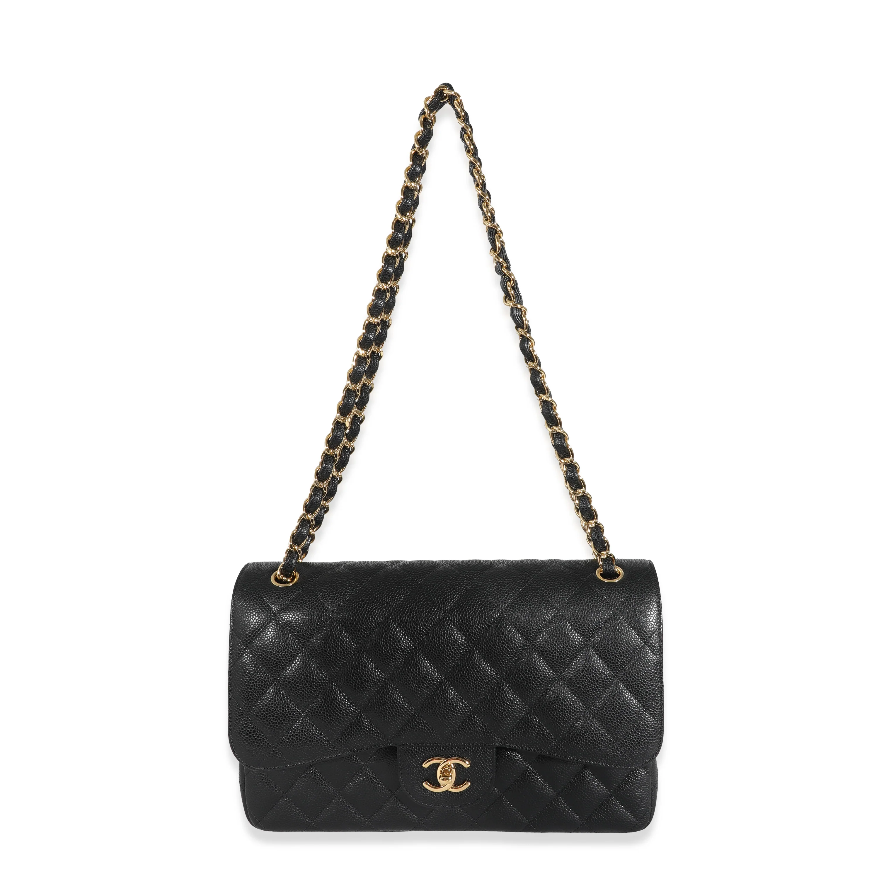 Chanel Black Caviar Jumbo Classic Double Flap Bag - Image 4