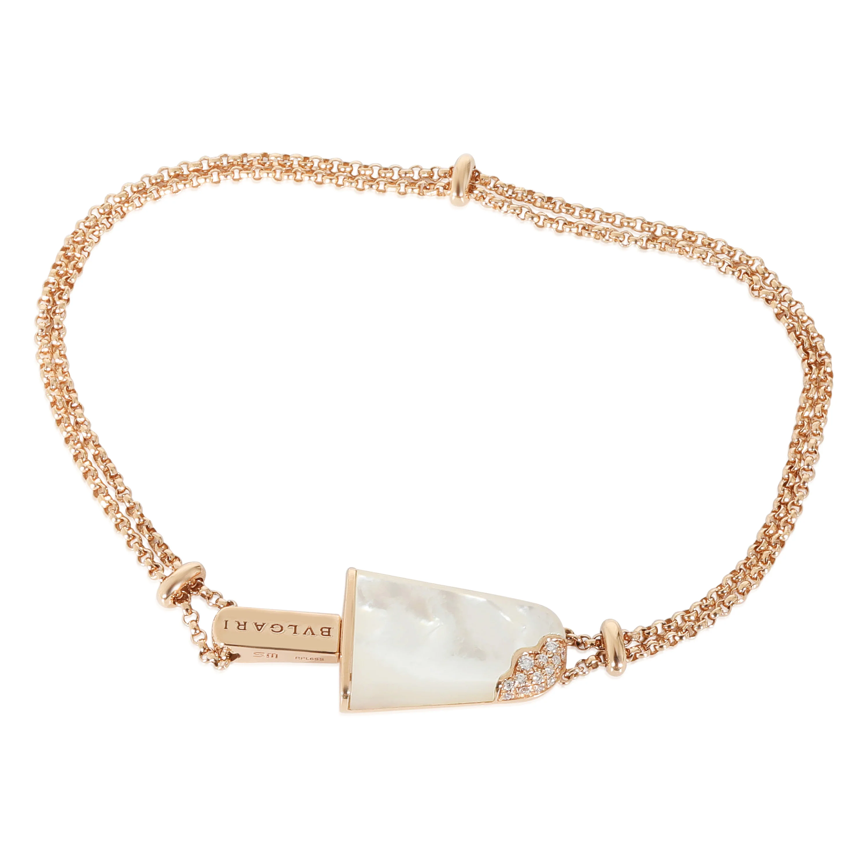 BVLGARI Bvlgari Gelati Mother Of Pearl Bracelet in 18k Rose Gold 0.04 CTW, Sz SM