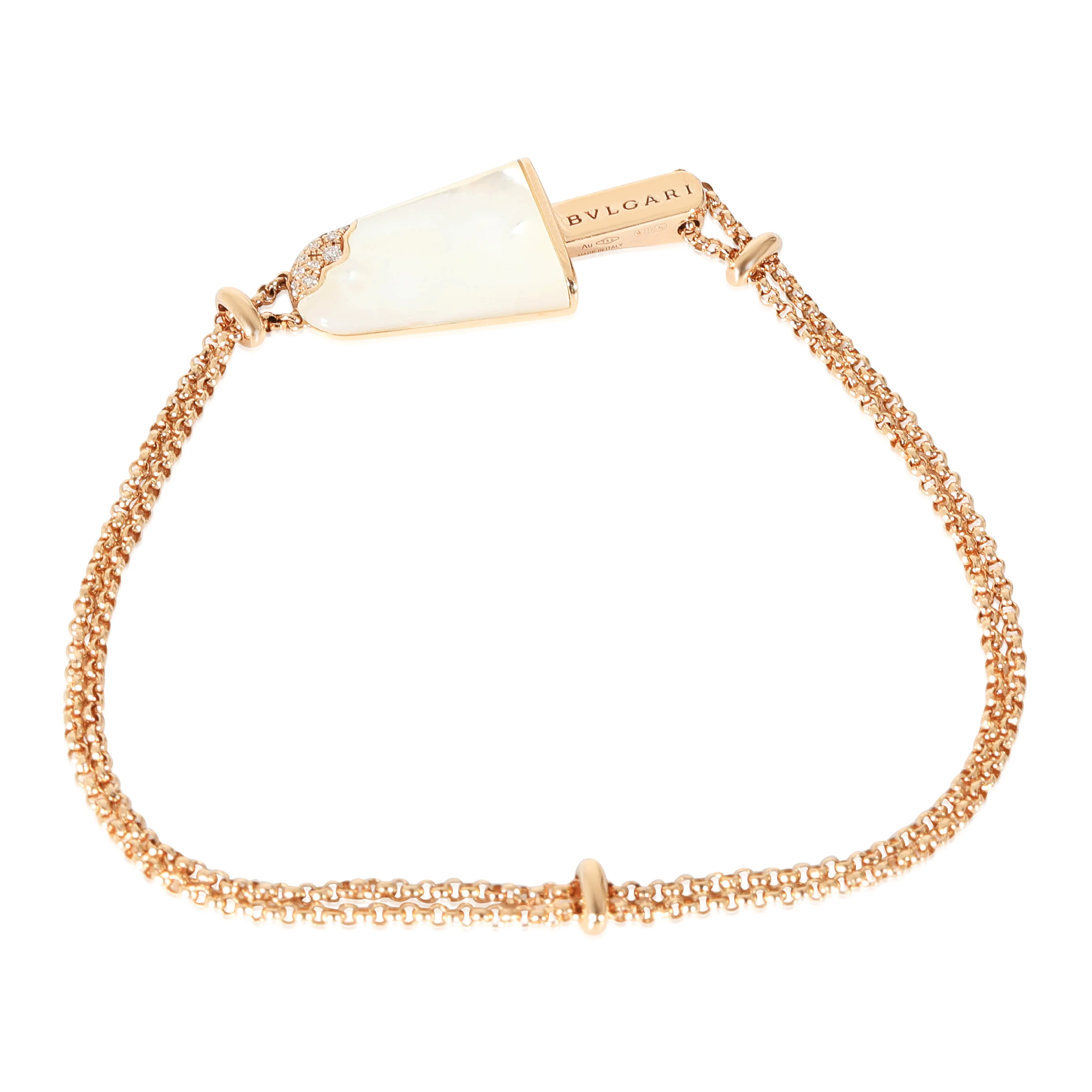 BVLGARI Bvlgari Gelati Mother Of Pearl Bracelet in 18k Rose Gold 0.04 CTW, Sz SM - Image 2