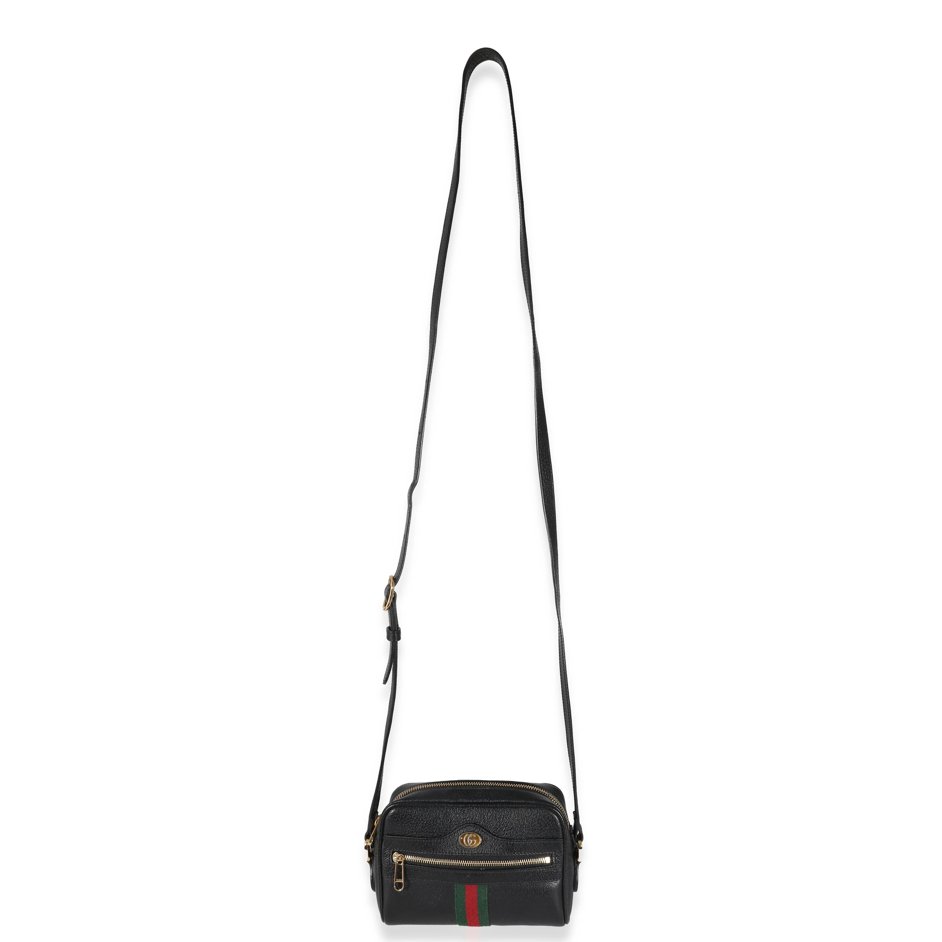 Gucci Black Leather Mini Web Ophidia Bag - Image 8