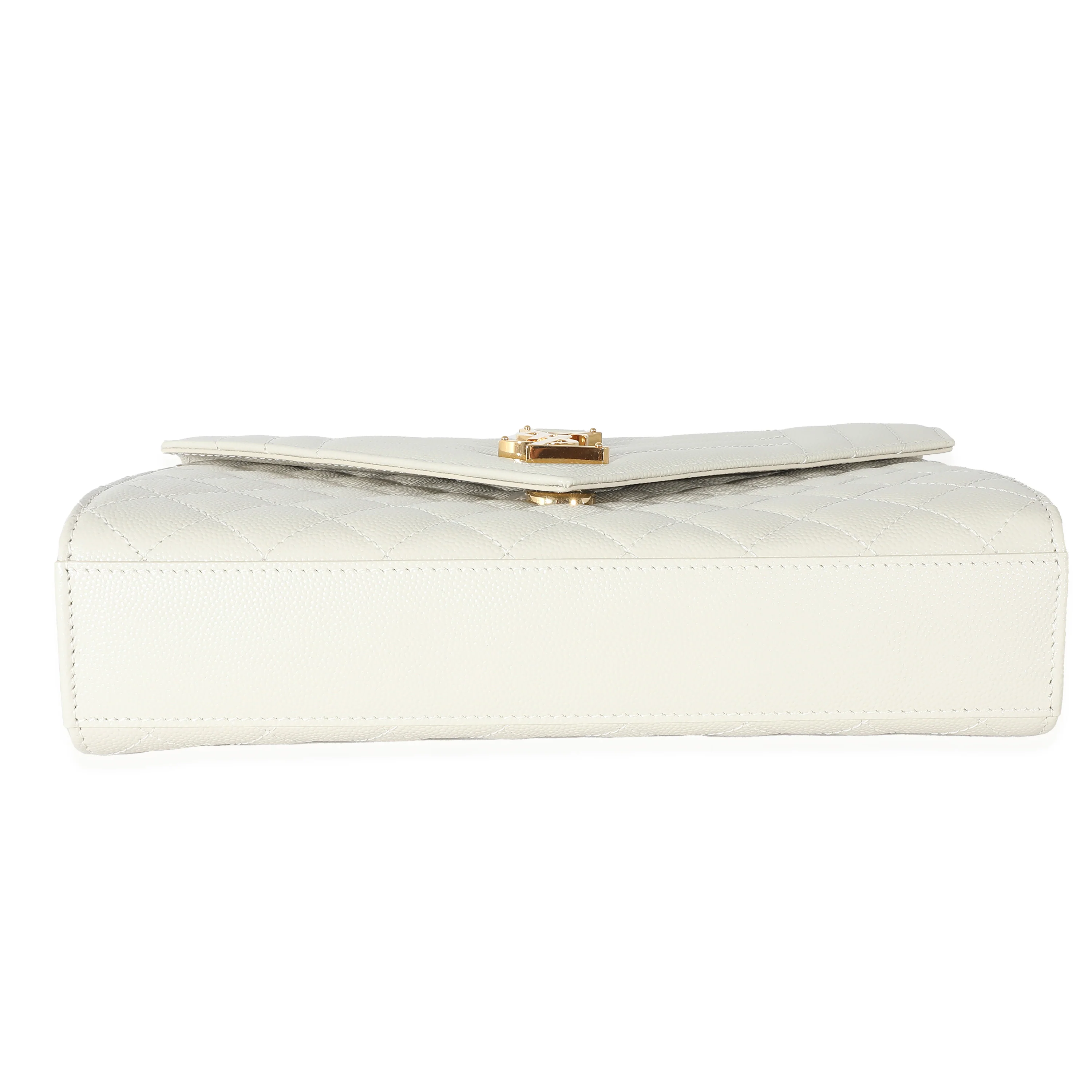 Saint Laurent Blanc Vintage Mixed Matelassé Grain De Poudre Medium Envelope Bag - Image 3