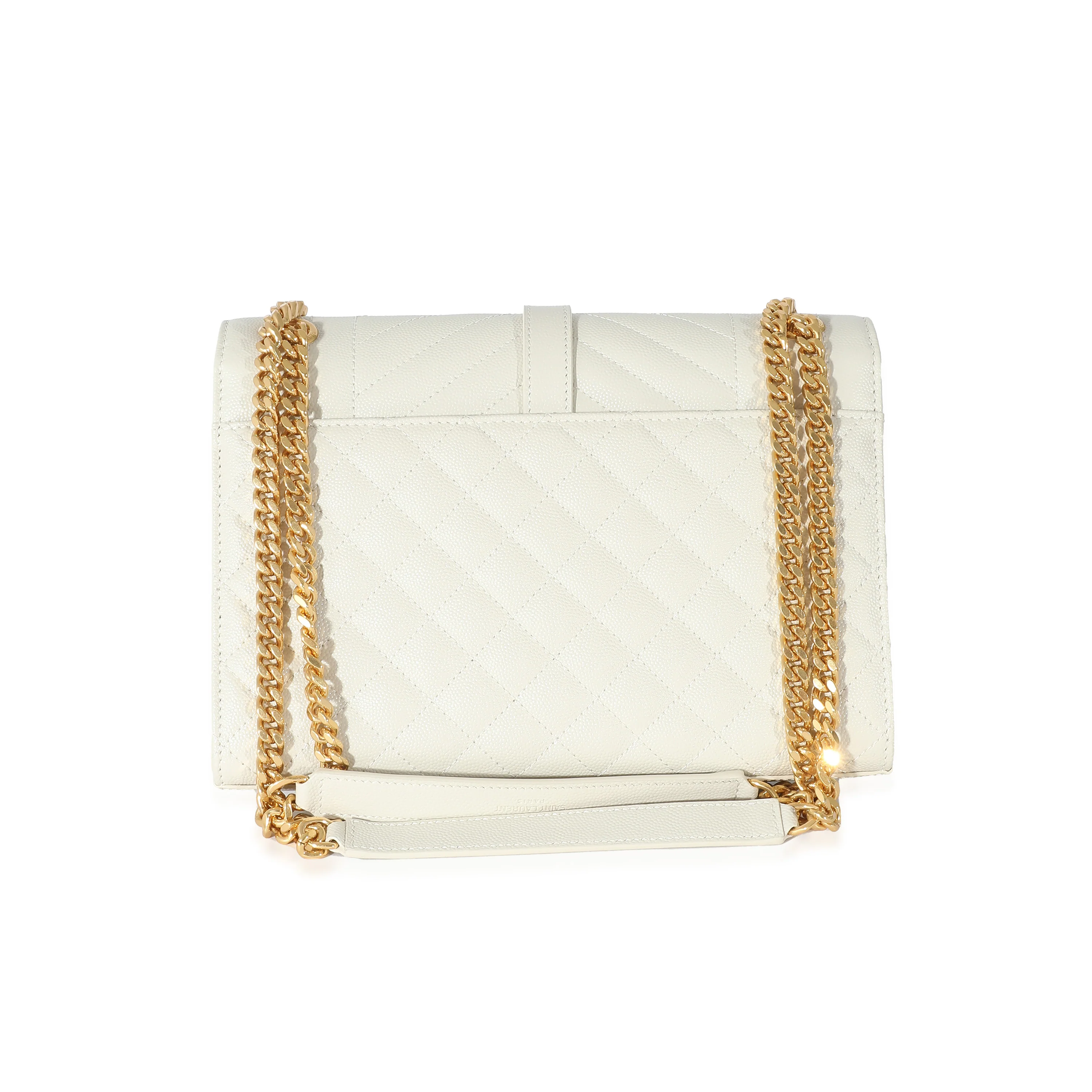 Saint Laurent Blanc Vintage Mixed Matelassé Grain De Poudre Medium Envelope Bag - Image 4