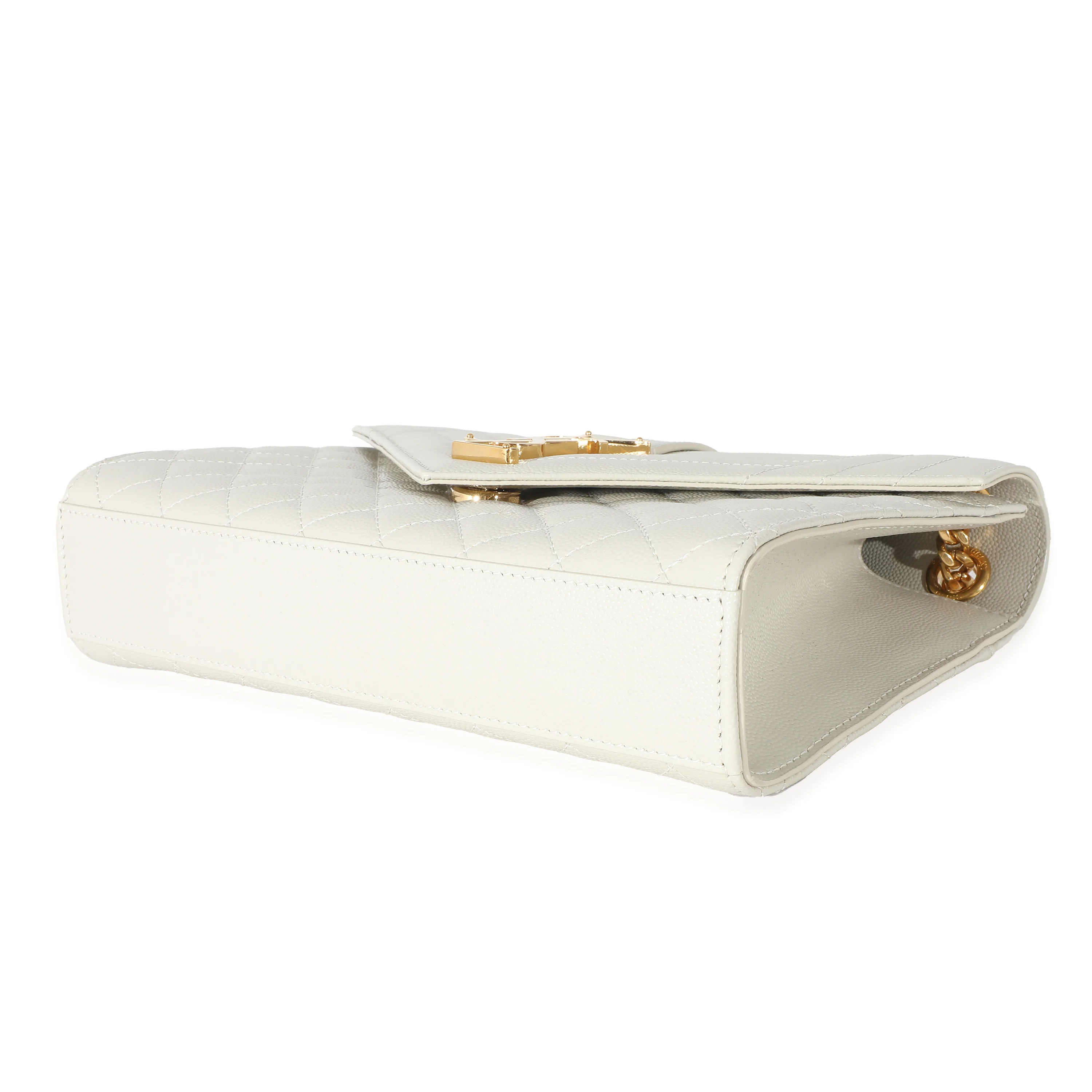 Saint Laurent Blanc Vintage Mixed Matelassé Grain De Poudre Medium Envelope Bag - Image 5