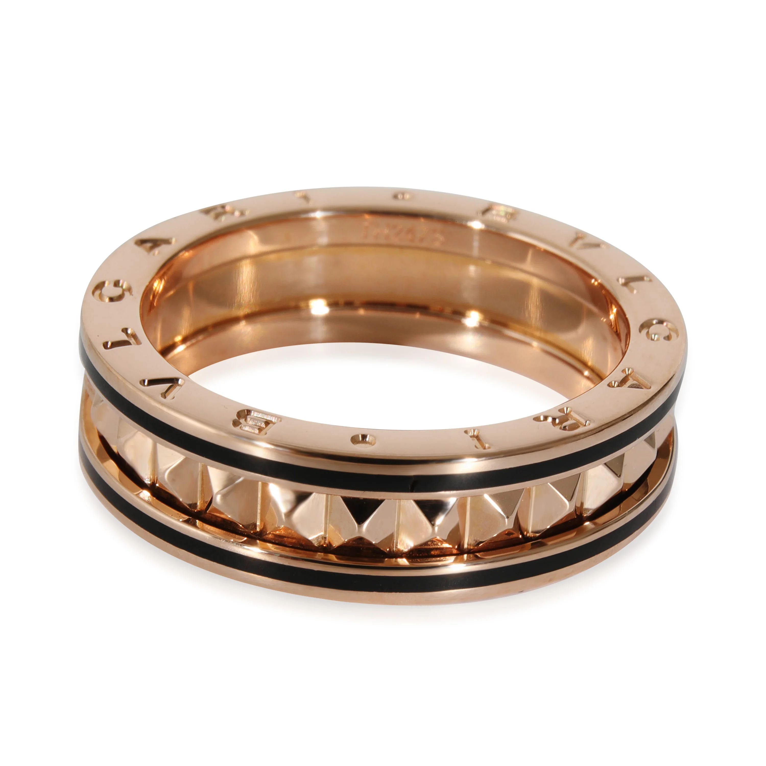 BVLGARI B.zero1 Rock Ring with Black Ceramic in 18k Rose Gold - Image 3