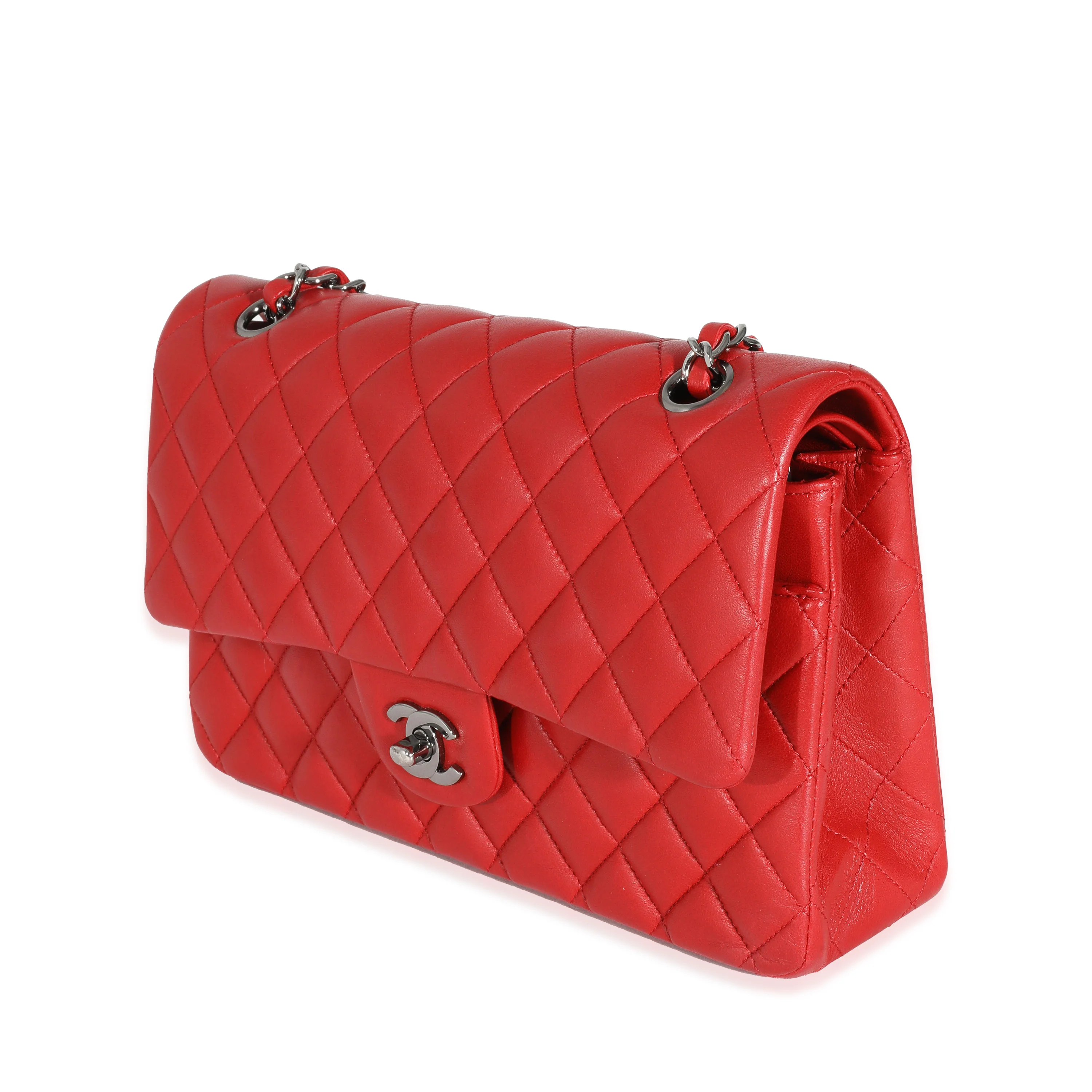 Chanel Red Lambskin Medium Classic Double Flap Bag - Image 2