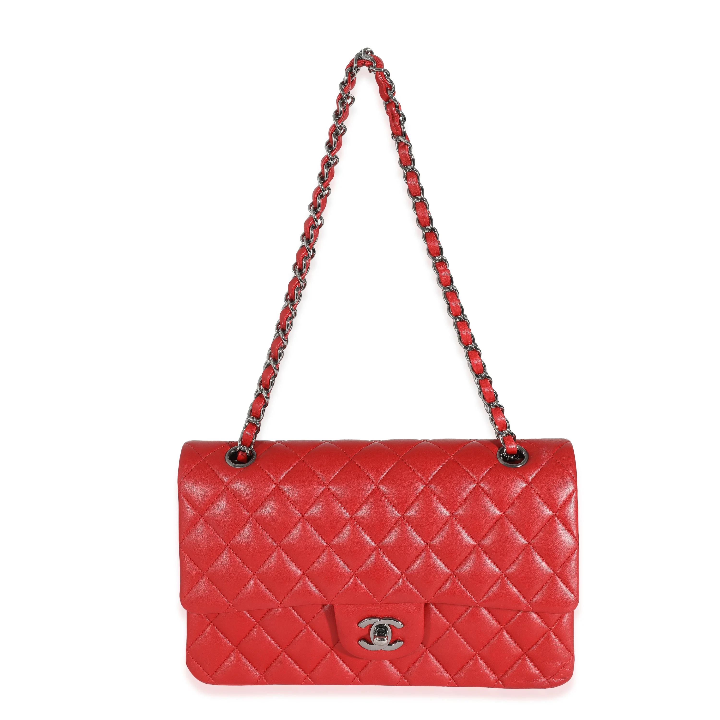Chanel Red Lambskin Medium Classic Double Flap Bag - Image 4