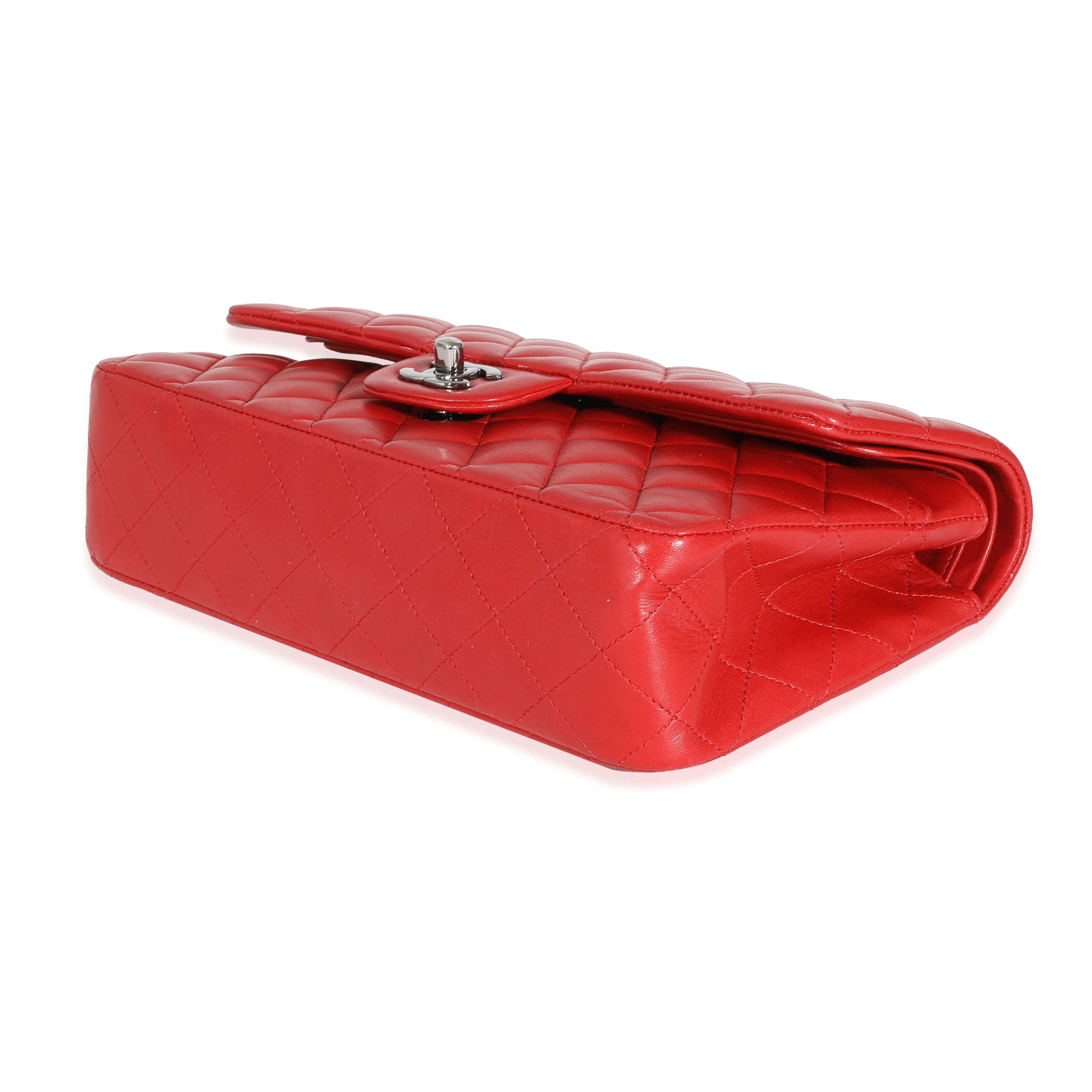 Chanel Red Lambskin Medium Classic Double Flap Bag - Image 7