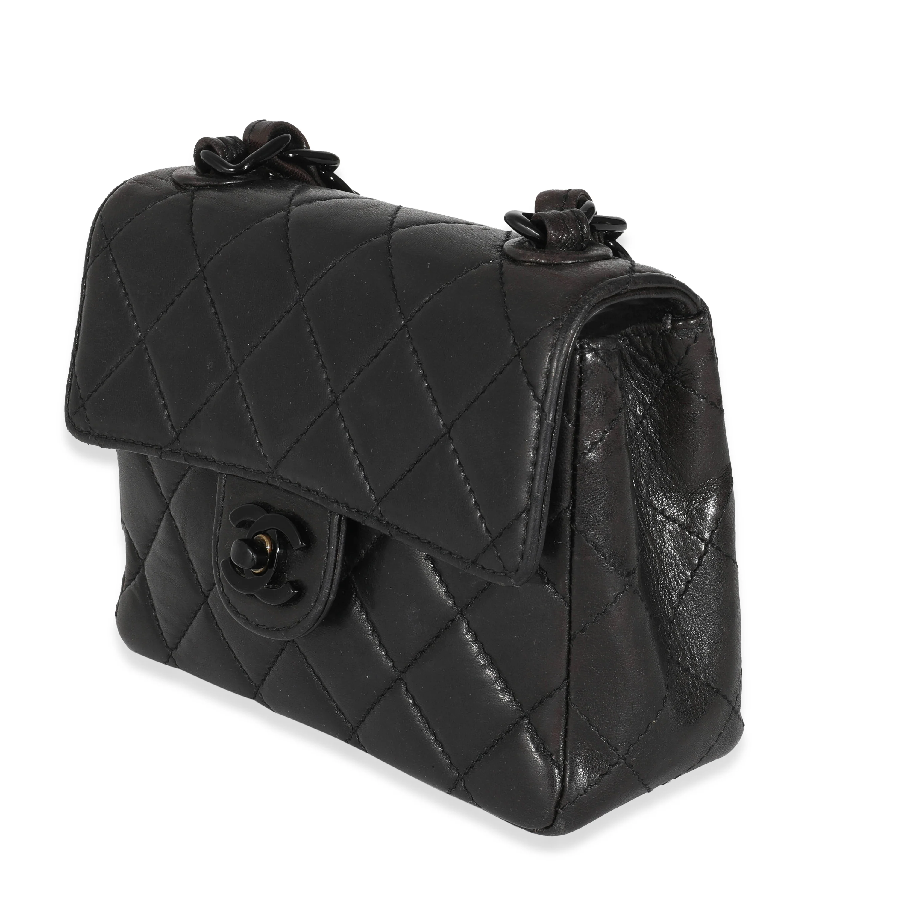 Chanel Vintage Black Lambskin Resin Mini Flap Bag - Image 2