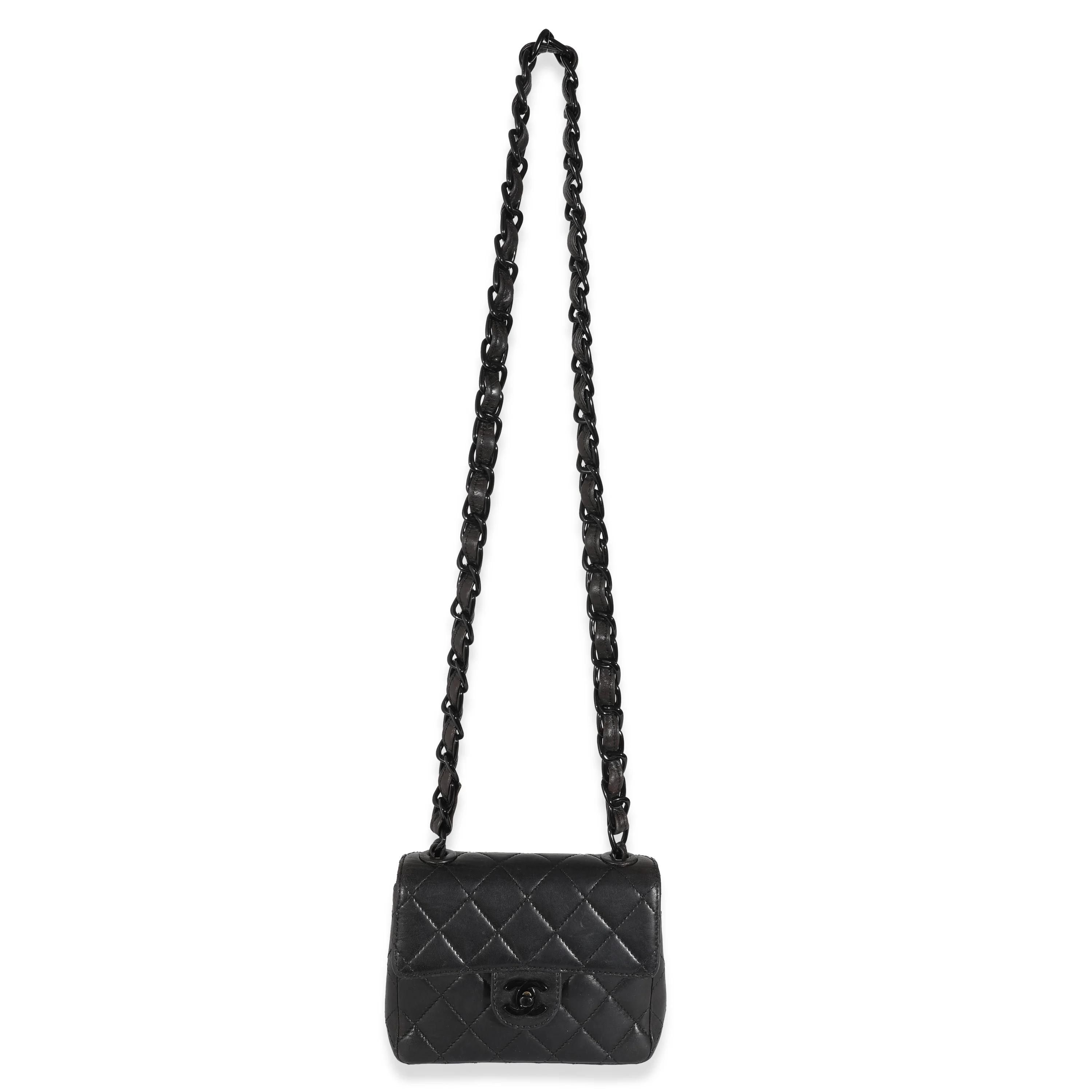 Chanel Vintage Black Lambskin Resin Mini Flap Bag - Image 4