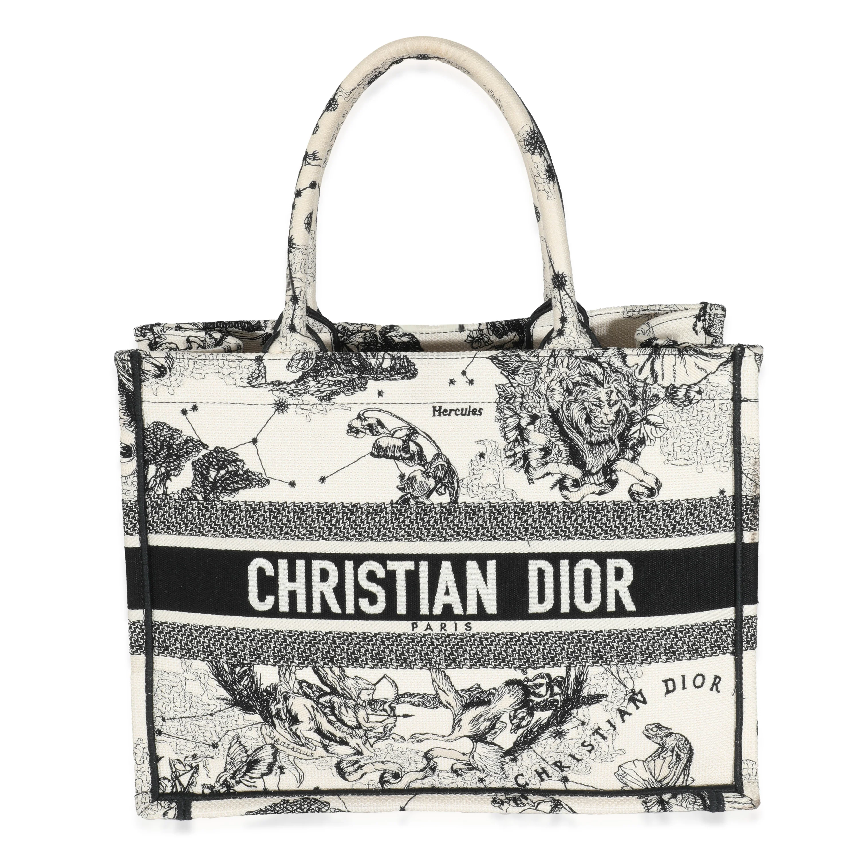 Christian Dior White Black Latte Zodiac Medium Book Tote