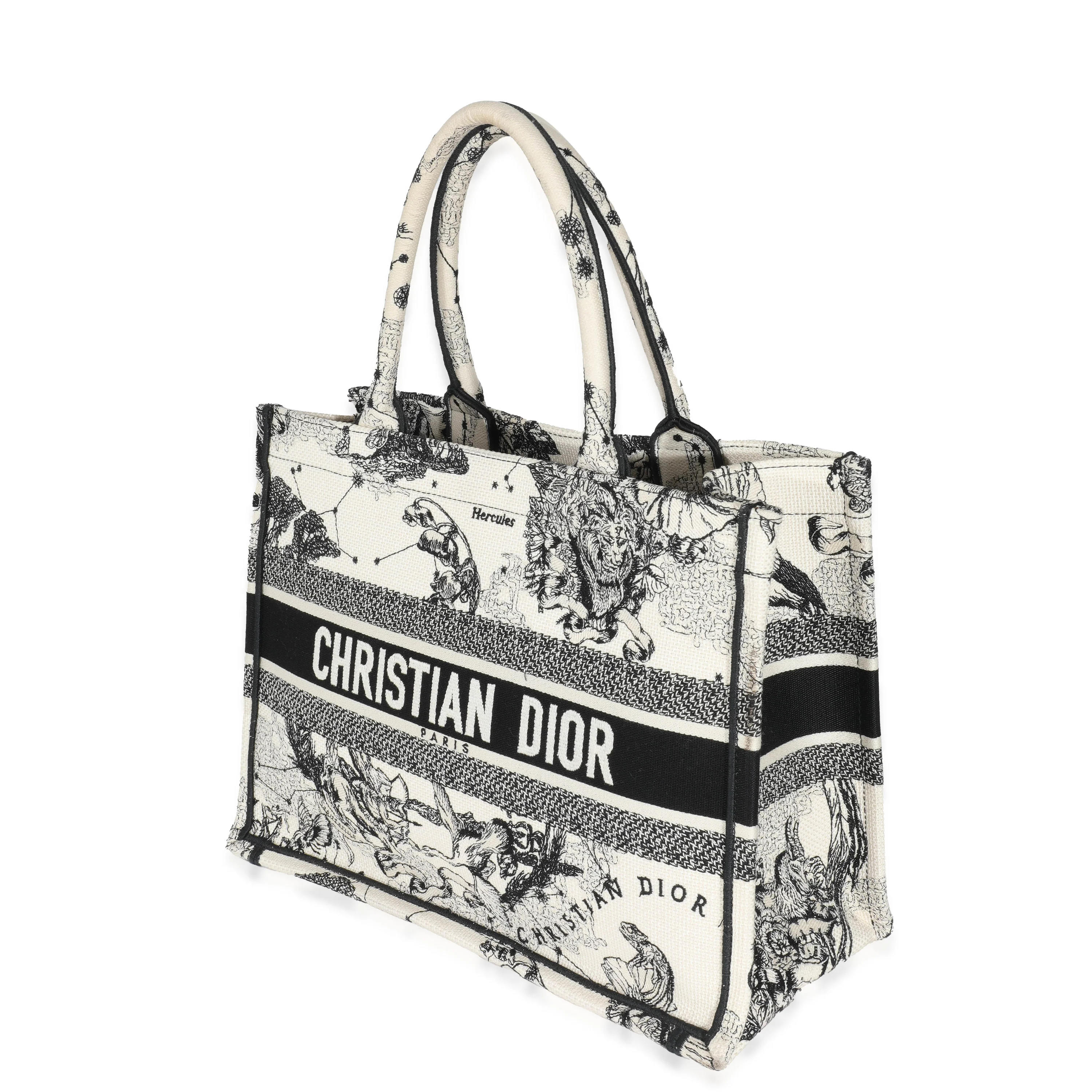 Christian Dior White Black Latte Zodiac Medium Book Tote - Image 2