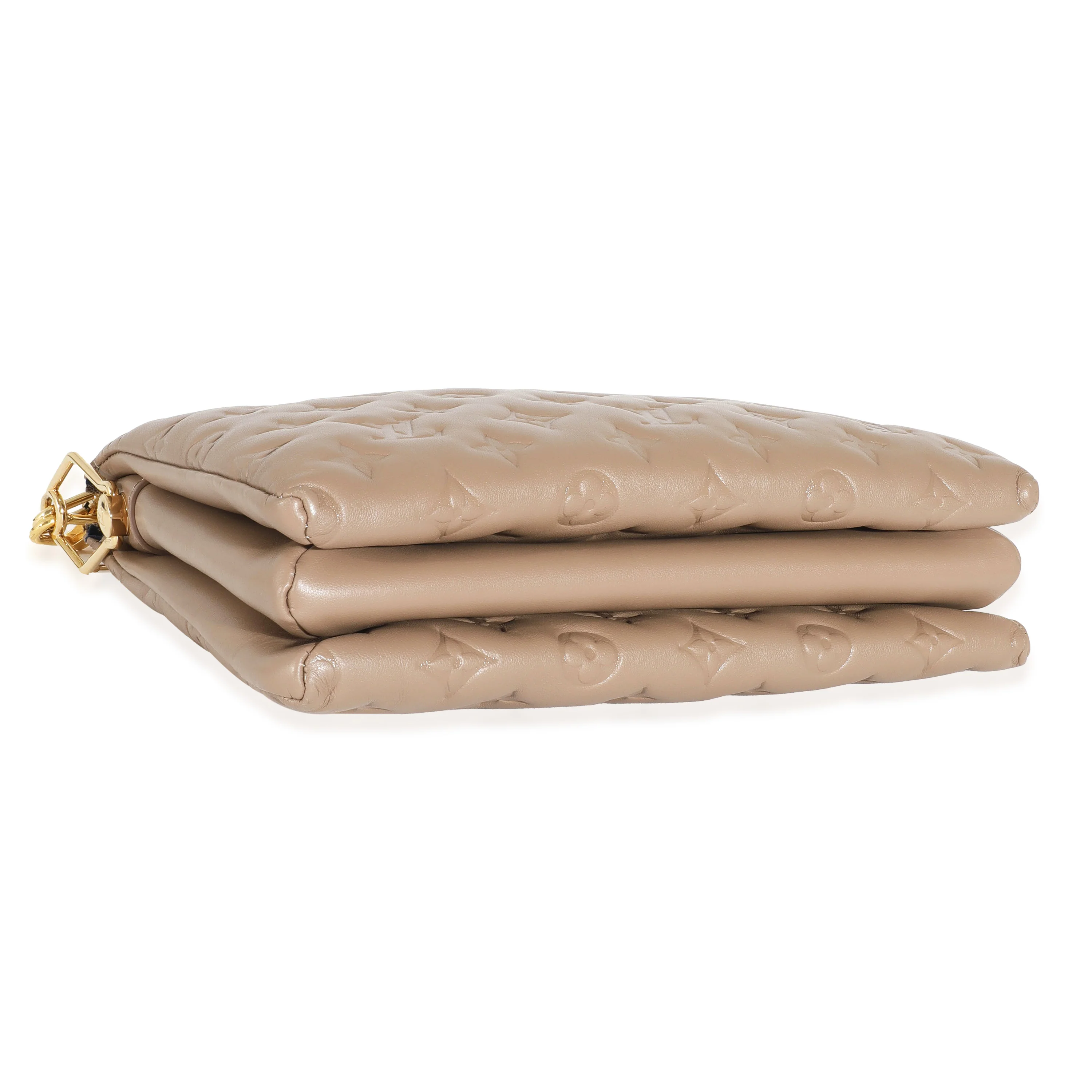 Taupe Monogram Embossed Puffy Lambskin Coussin PM - Image 6